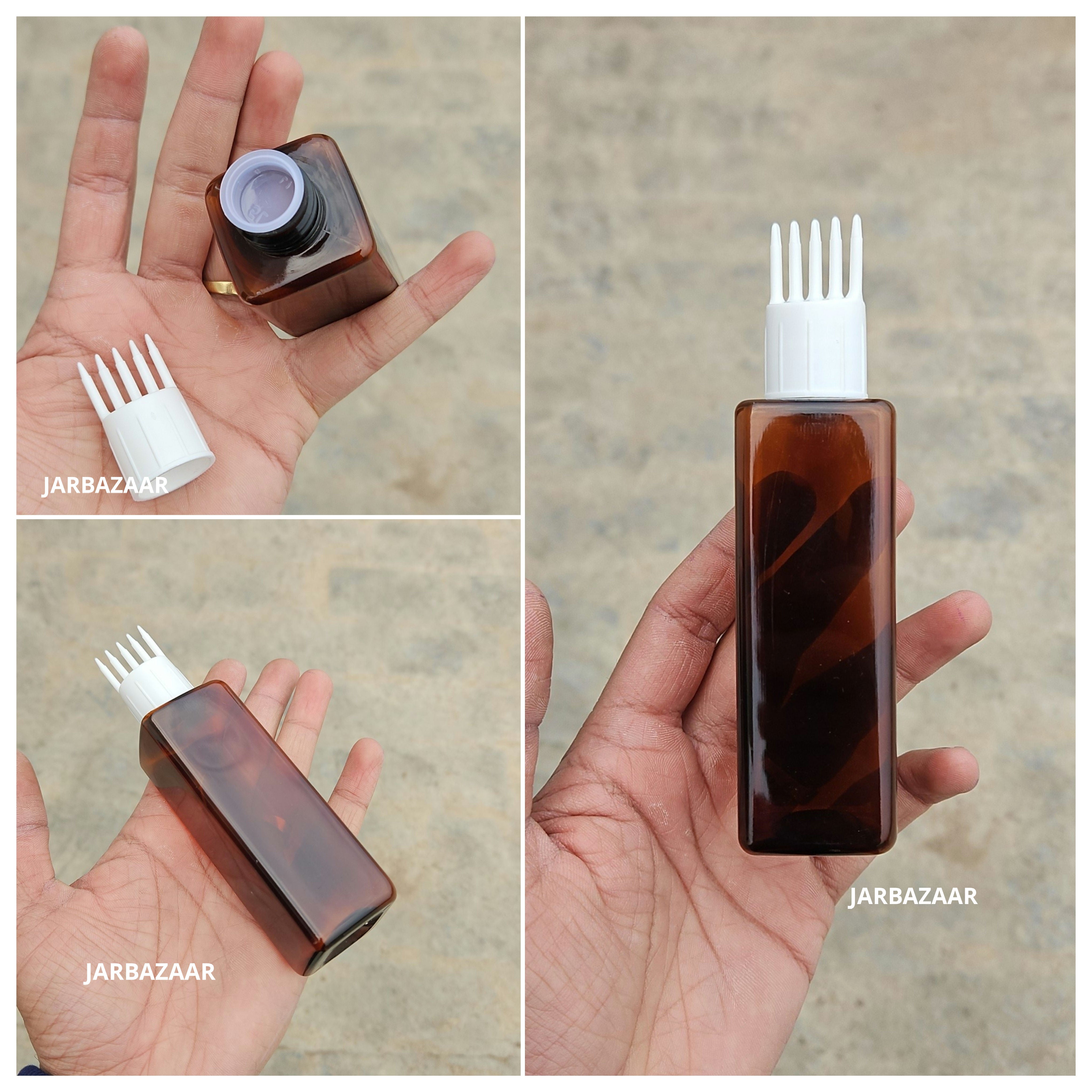 100 ML Square Amber Pet Bottle (With Comb Cap)