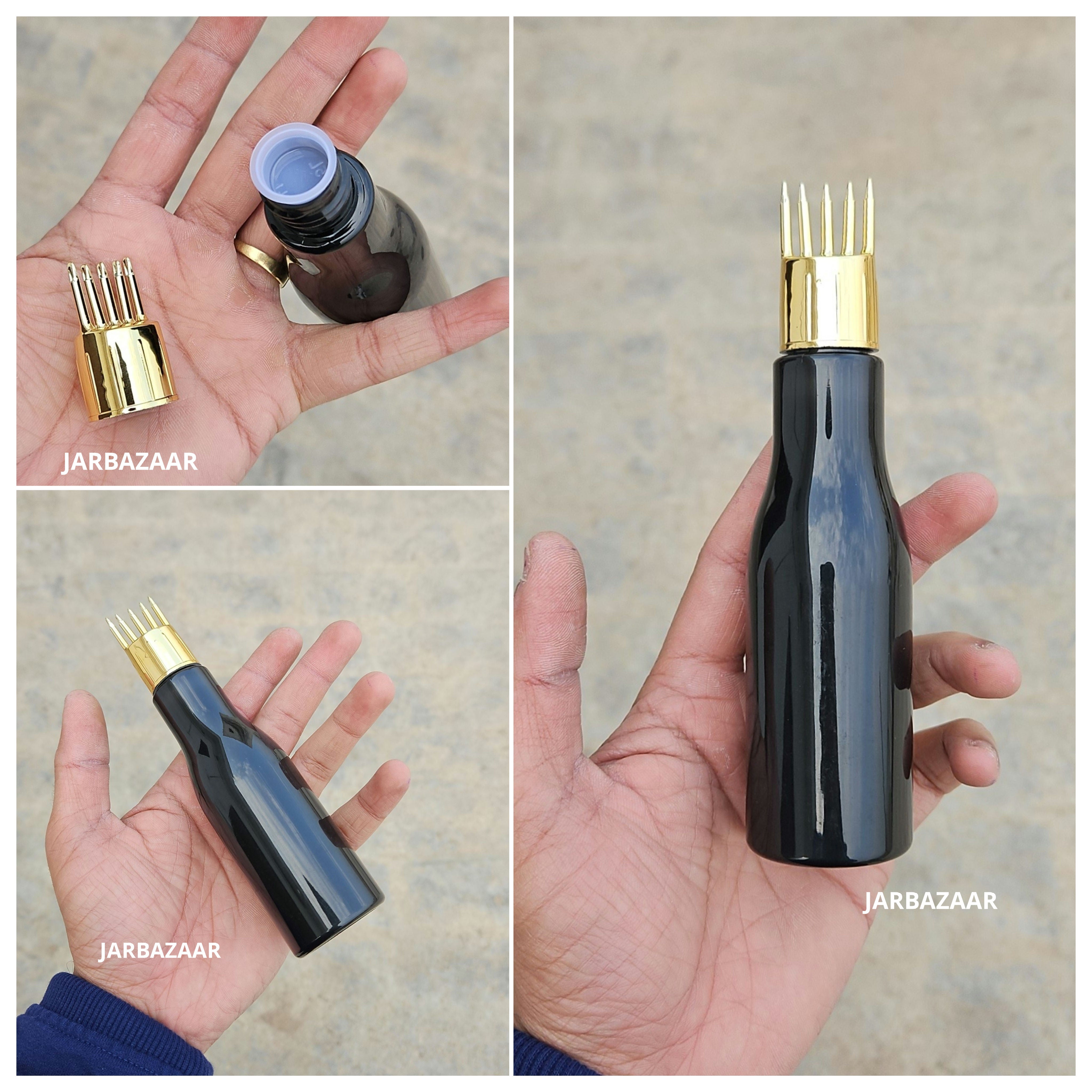 100 ML Asta Black Pet Bottle (With Golden Comb Cap)