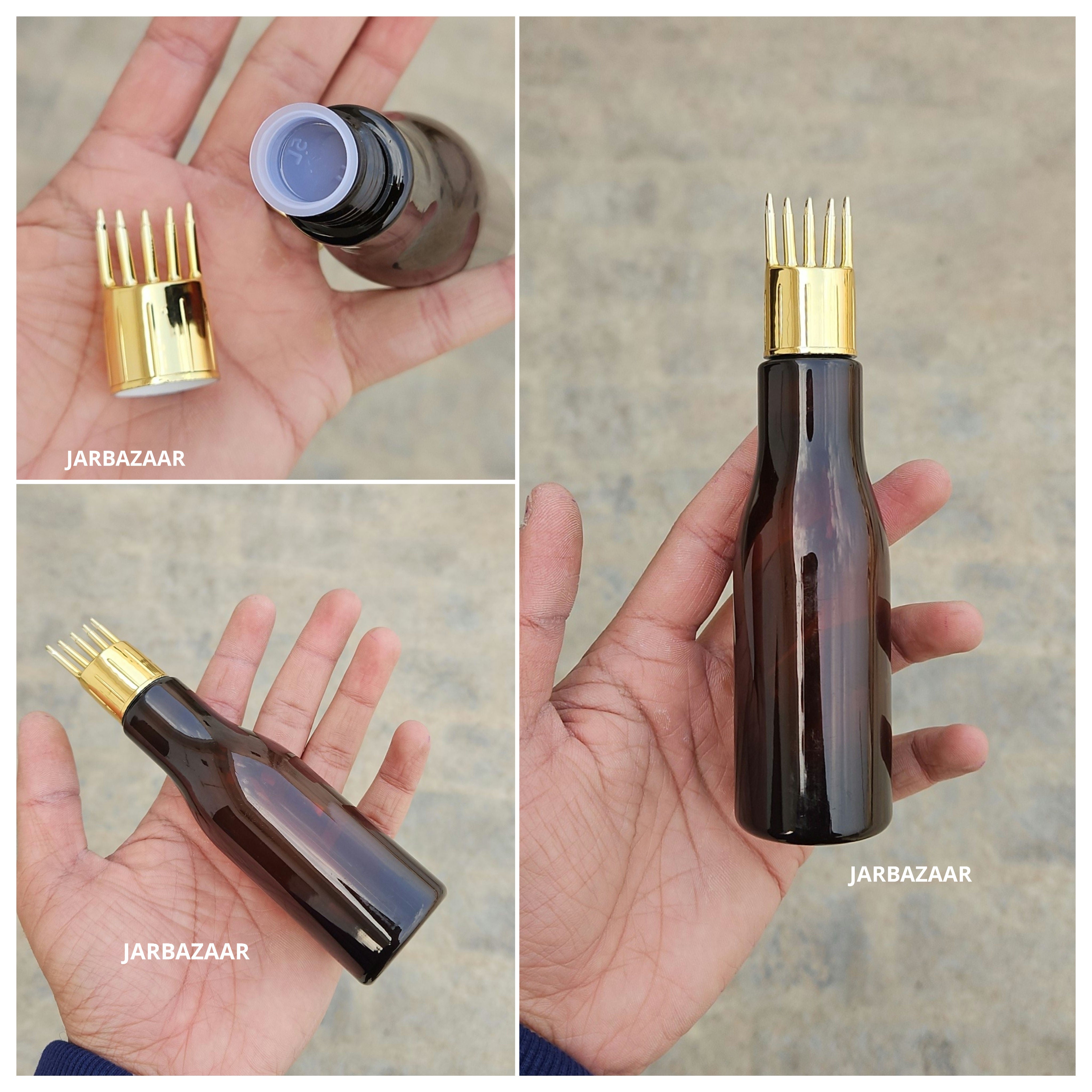 100 ML Asta Amber Pet Bottle (With Golden Comb Cap)
