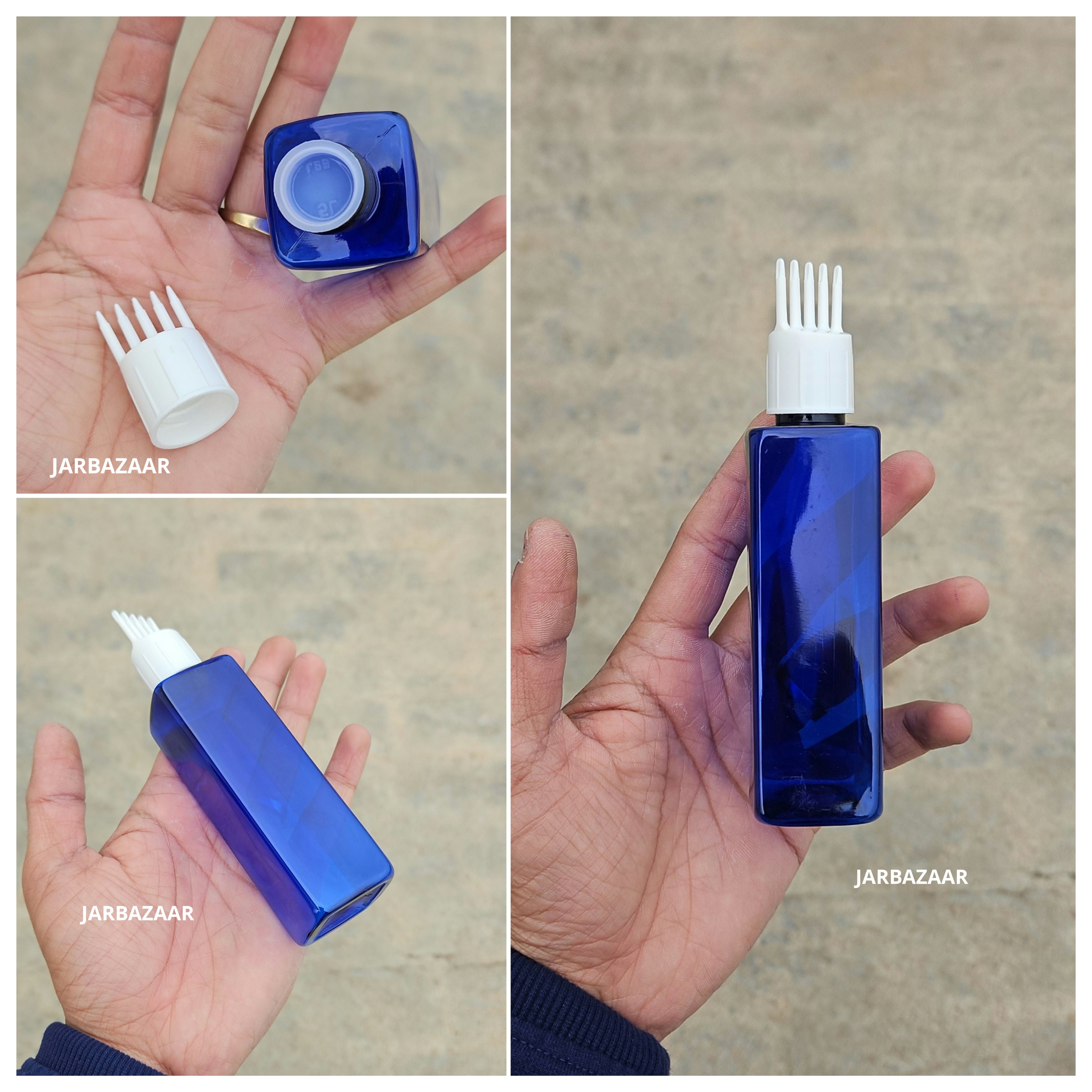100 ML Square Blue Pet Bottle (With Comb Cap)