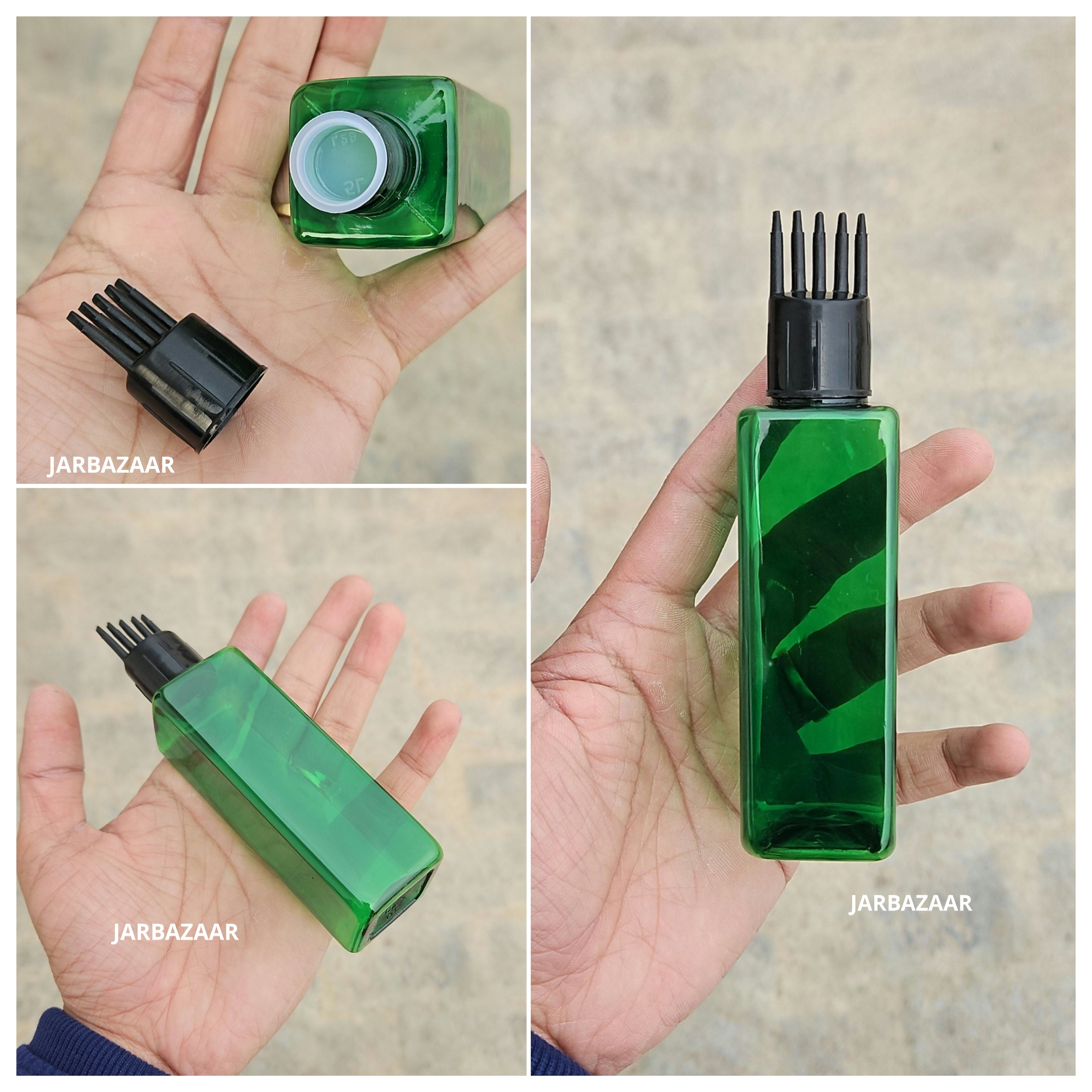 100 ML Square Green Pet Bottle (With Comb Cap)