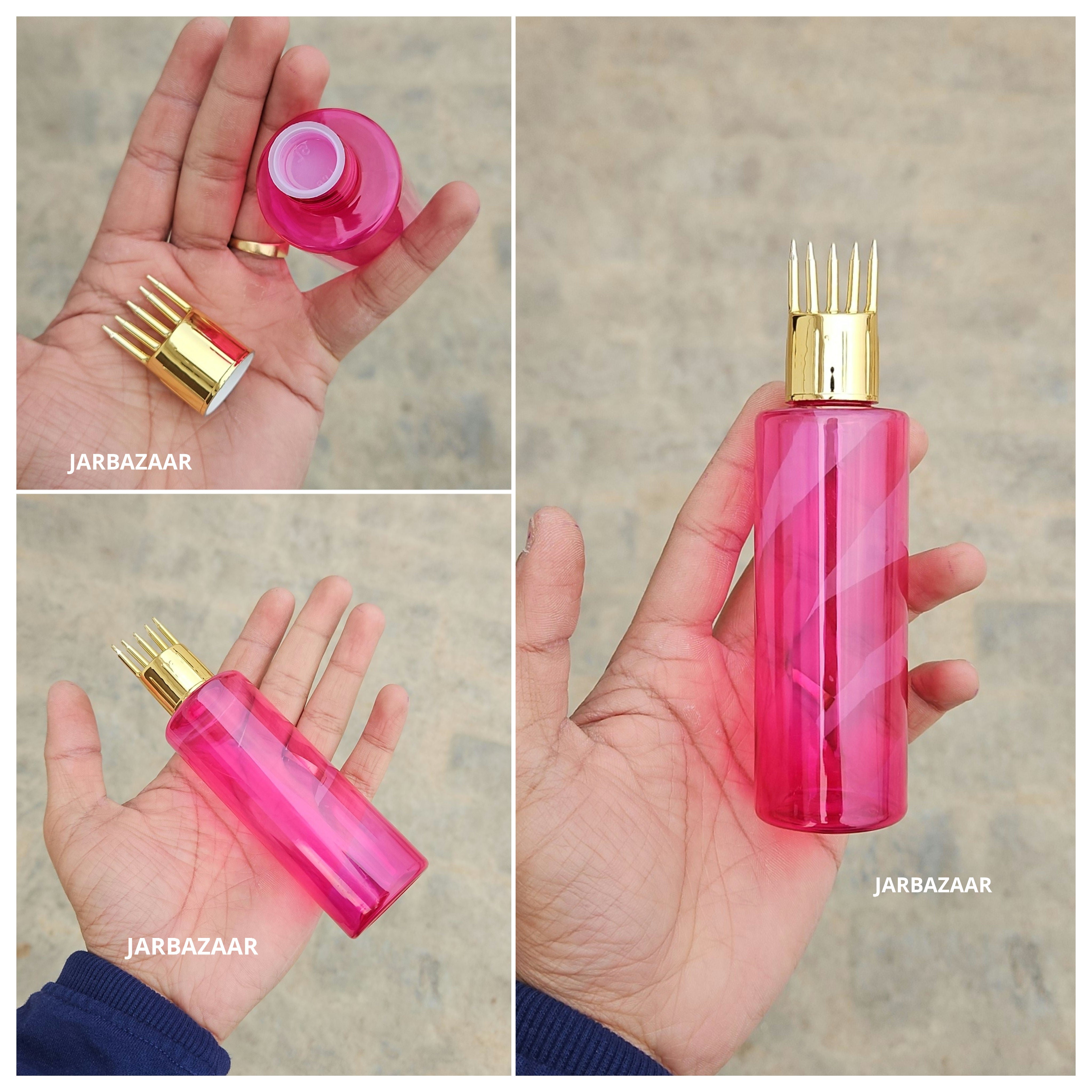 100 ML GLI Pink Pet Bottle (With Golden Comb Cap)