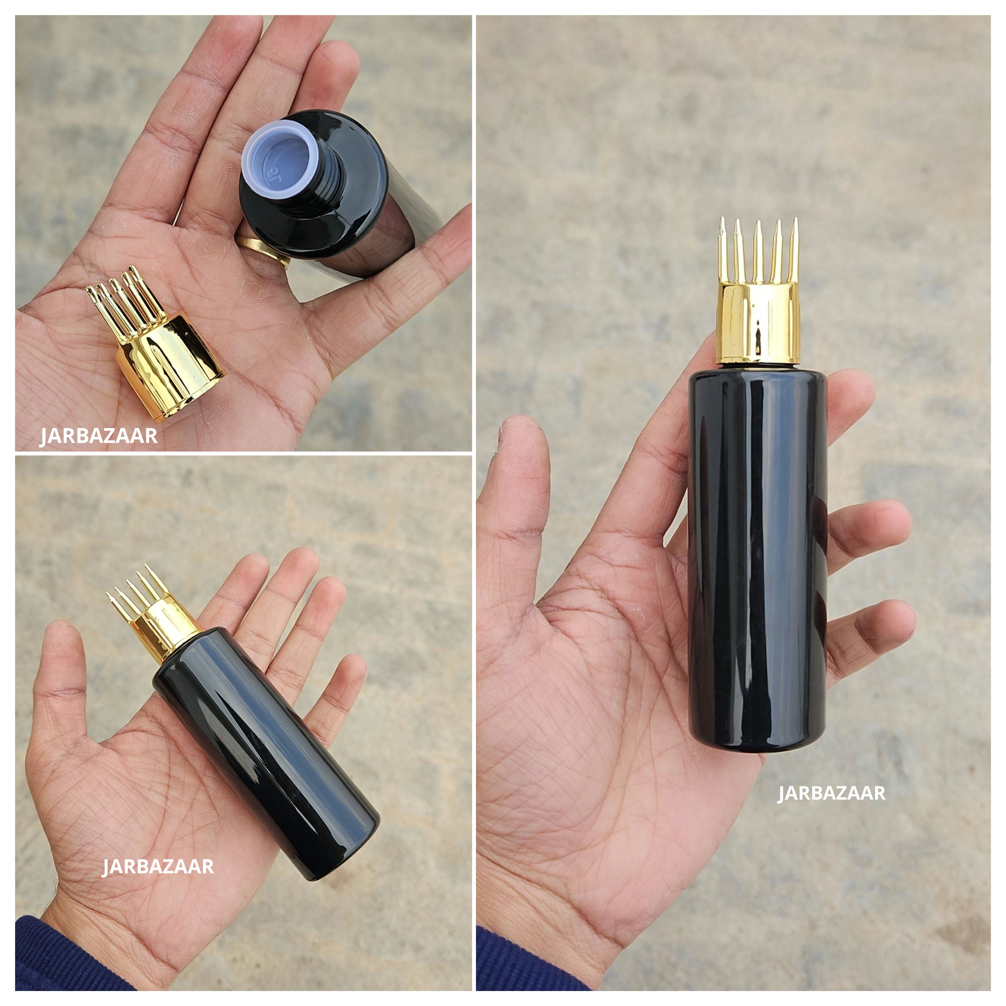 100 ML GLI Black Pet Bottle (With Golden Comb Cap)