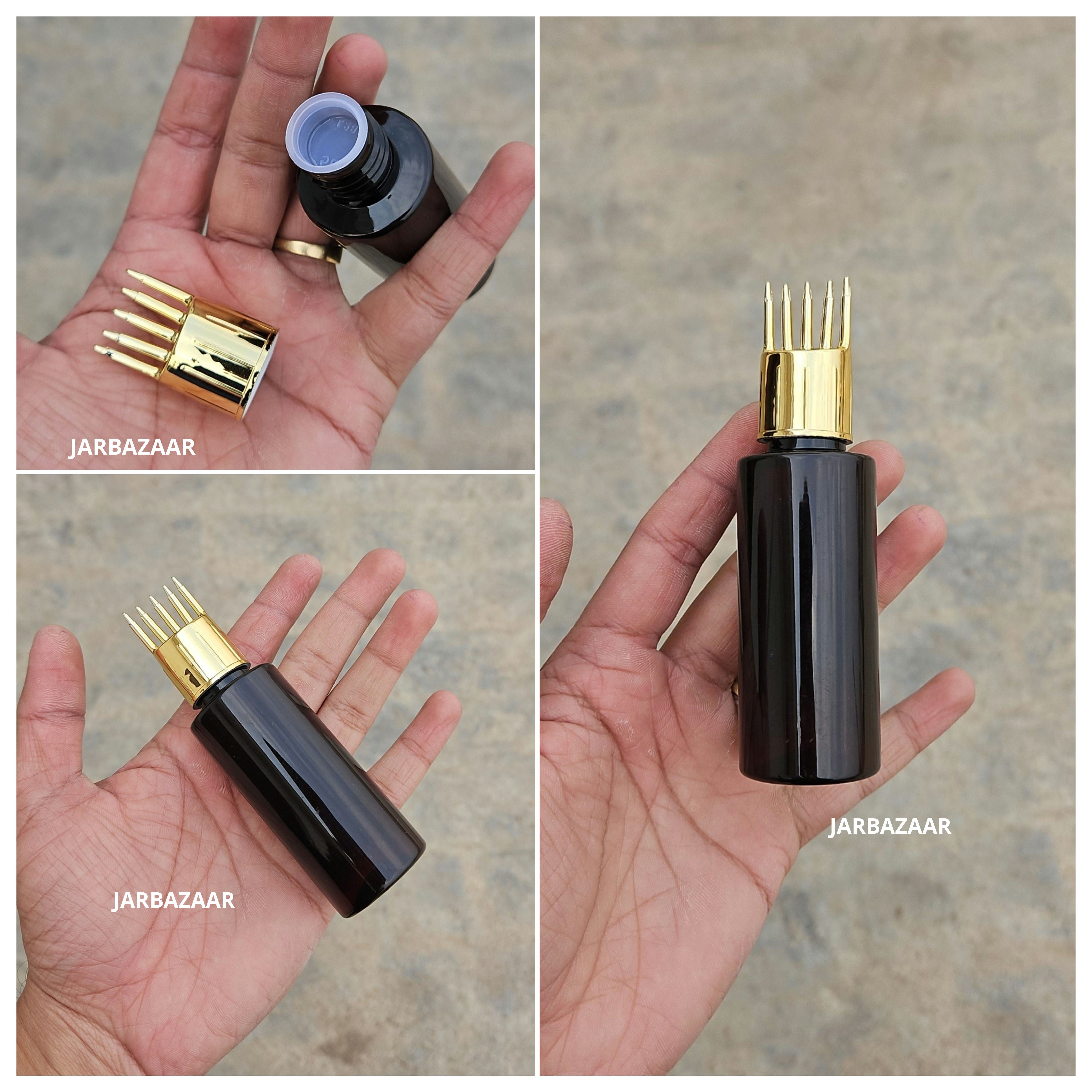 50 ML GLI Dark Amber Pet Bottle (With Golden Comb Cap)