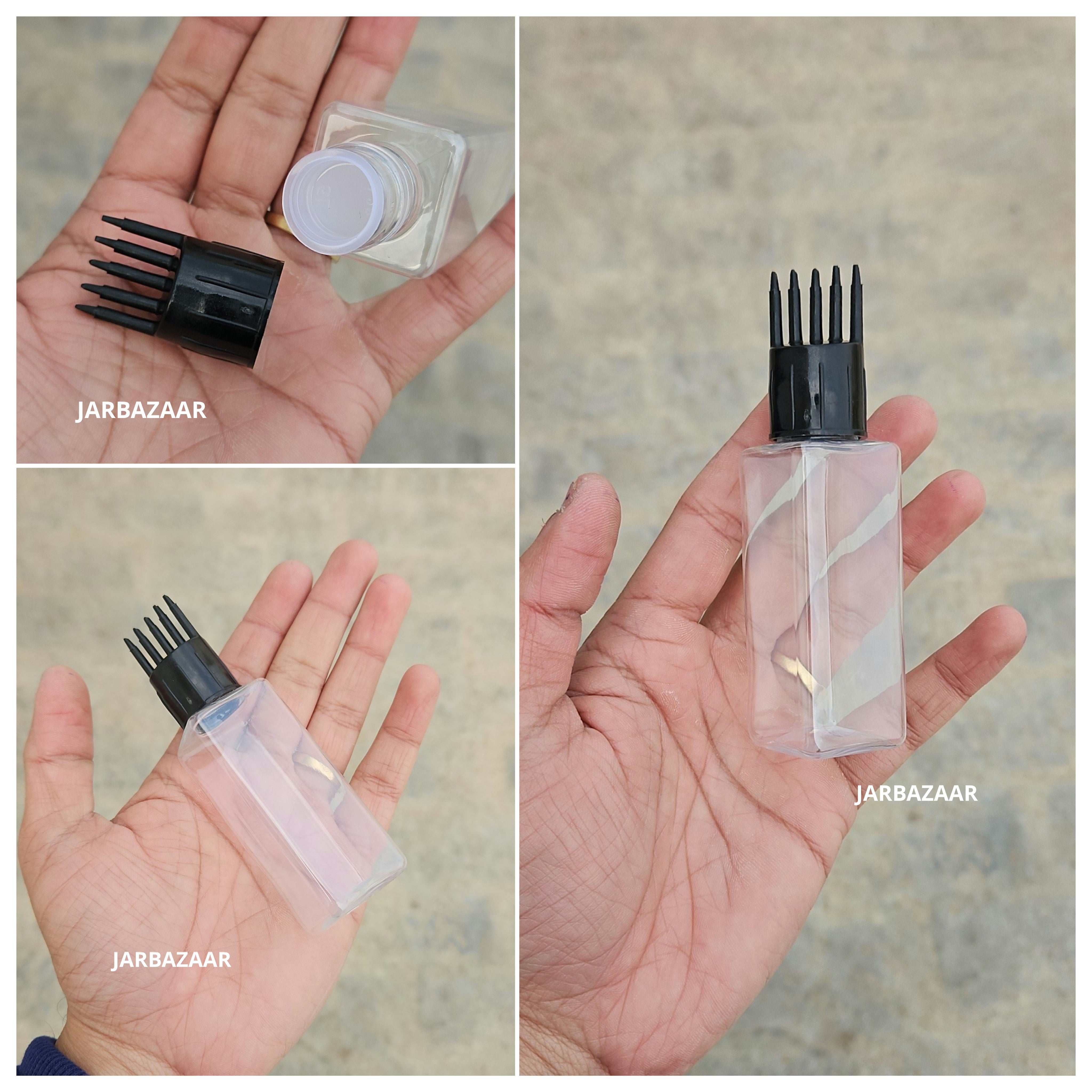 50 ML Square Transparent Pet Bottle (With Comb Cap)