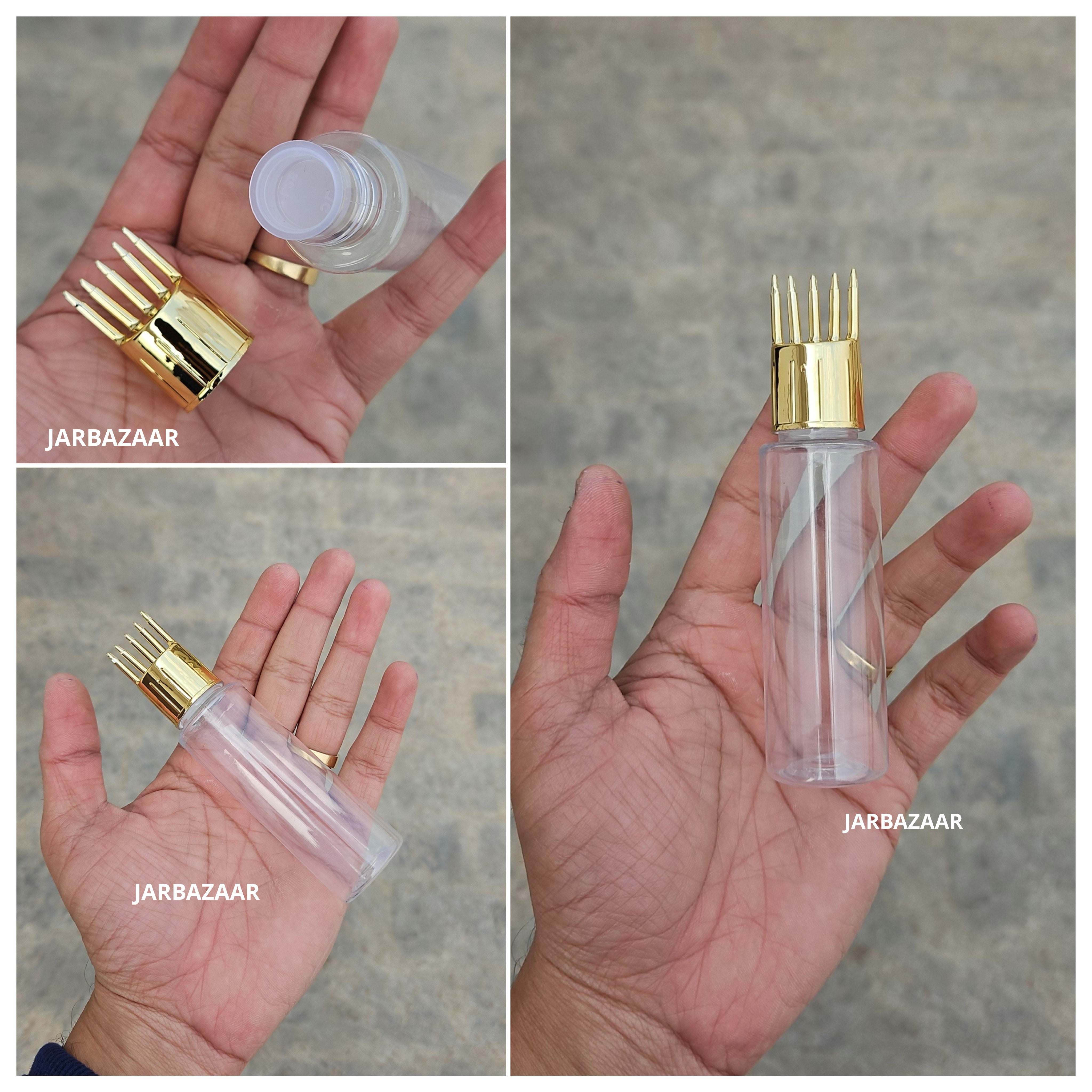 50 ML GLI Transparent Pet Bottle (With Golden Comb Cap)