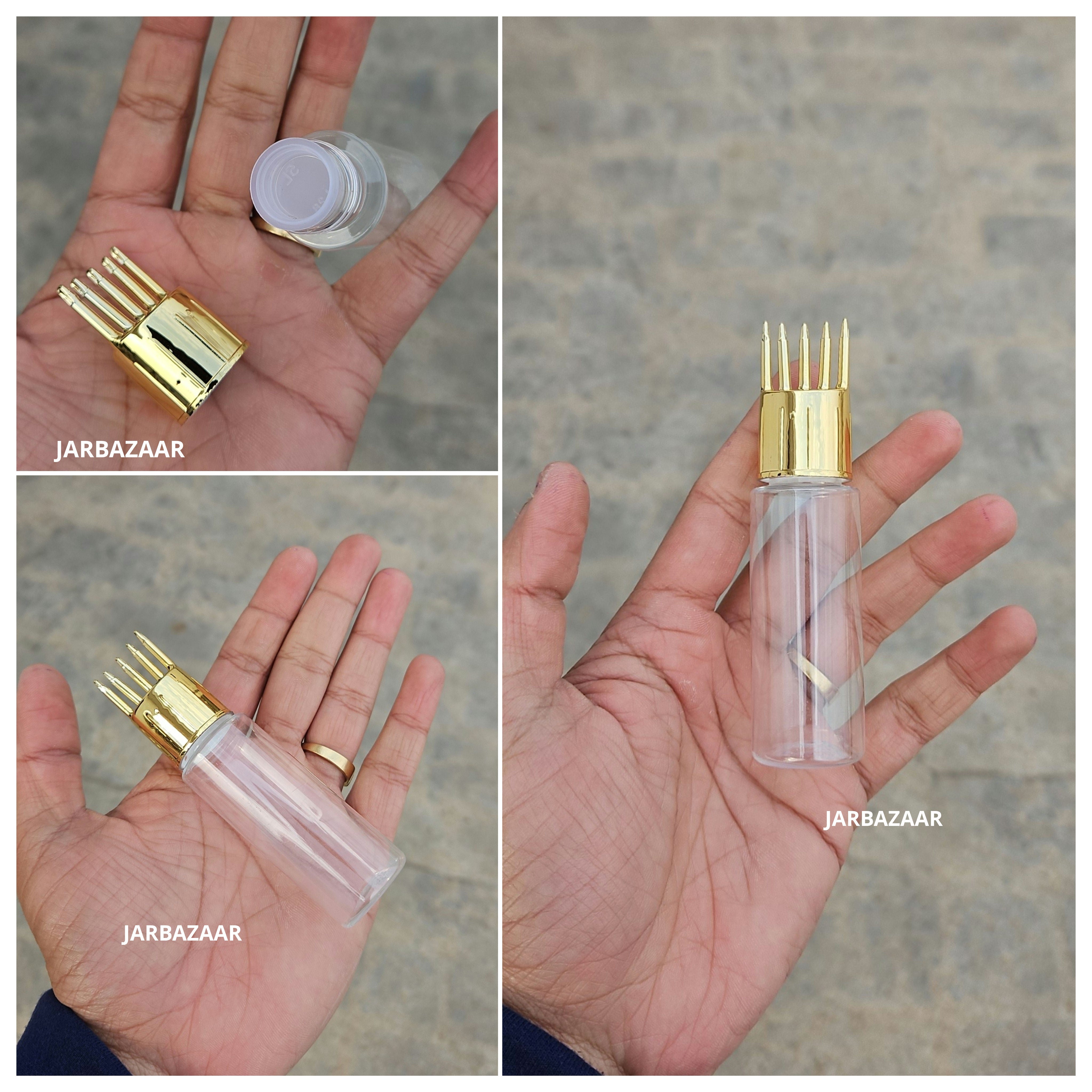 30 ML Transparent Pet Bottle (With Golden Comb Cap)