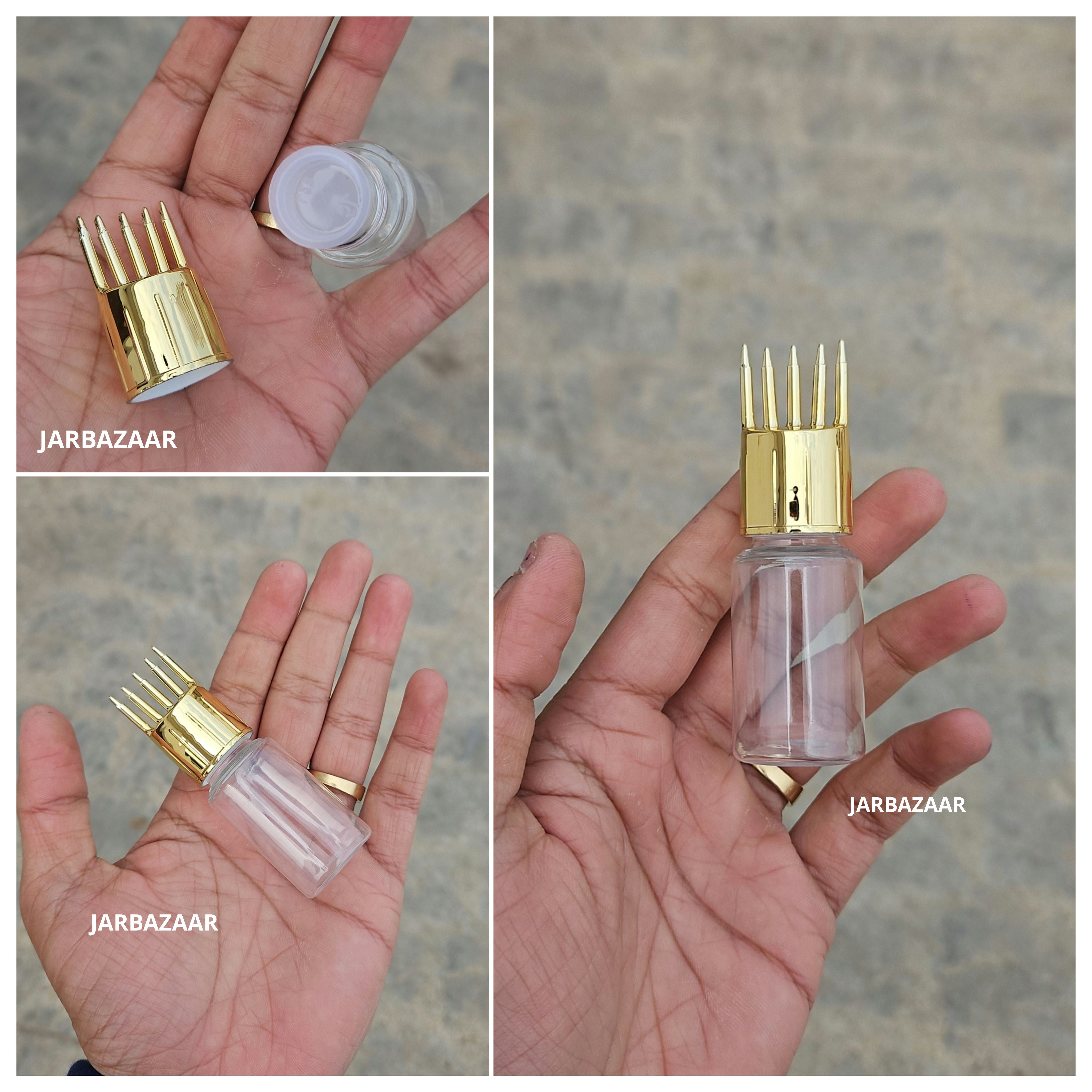 20 ML Transparent Pet Bottle (With Golden Comb Cap)