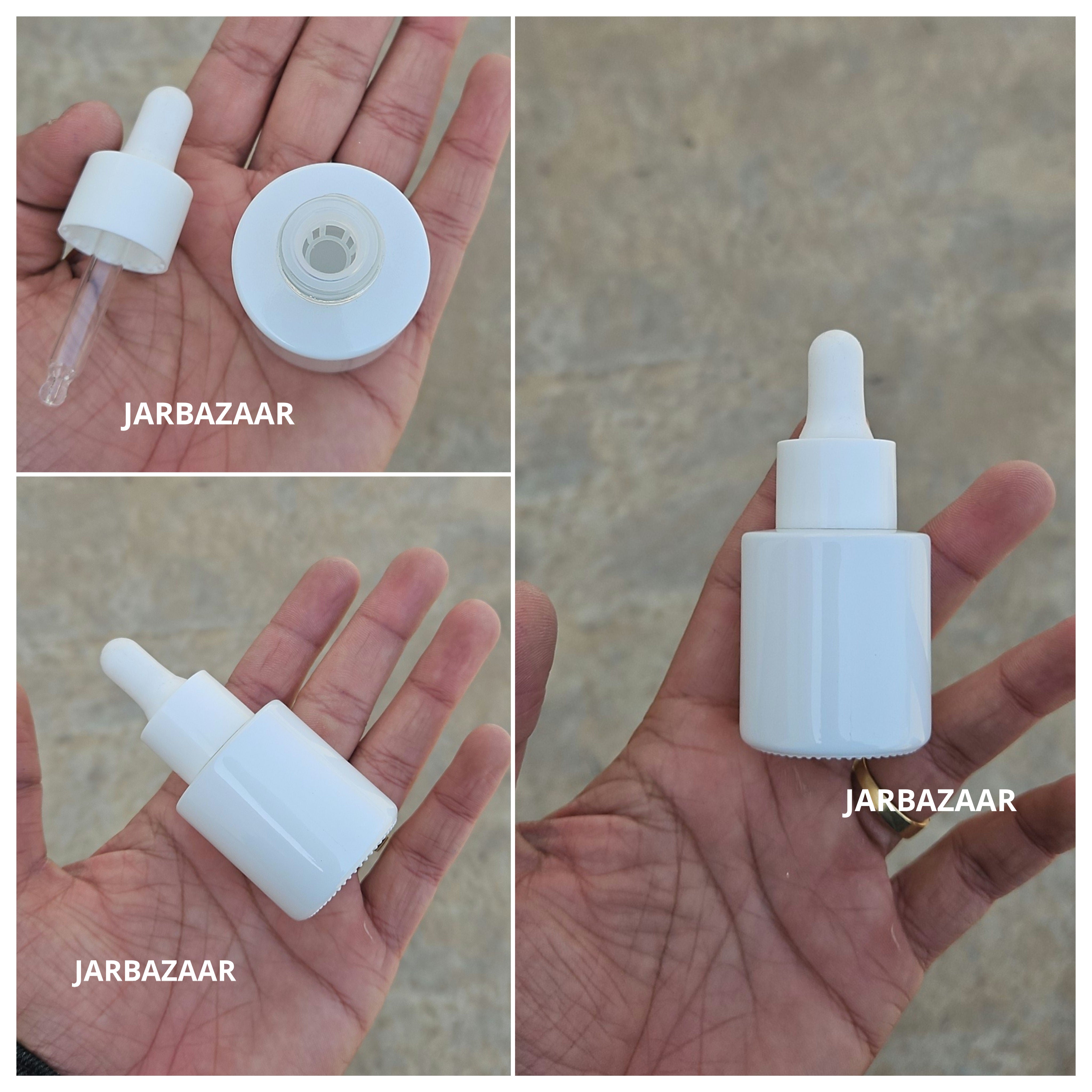 20 ML White - Flat Shoulder Dropper Bottle