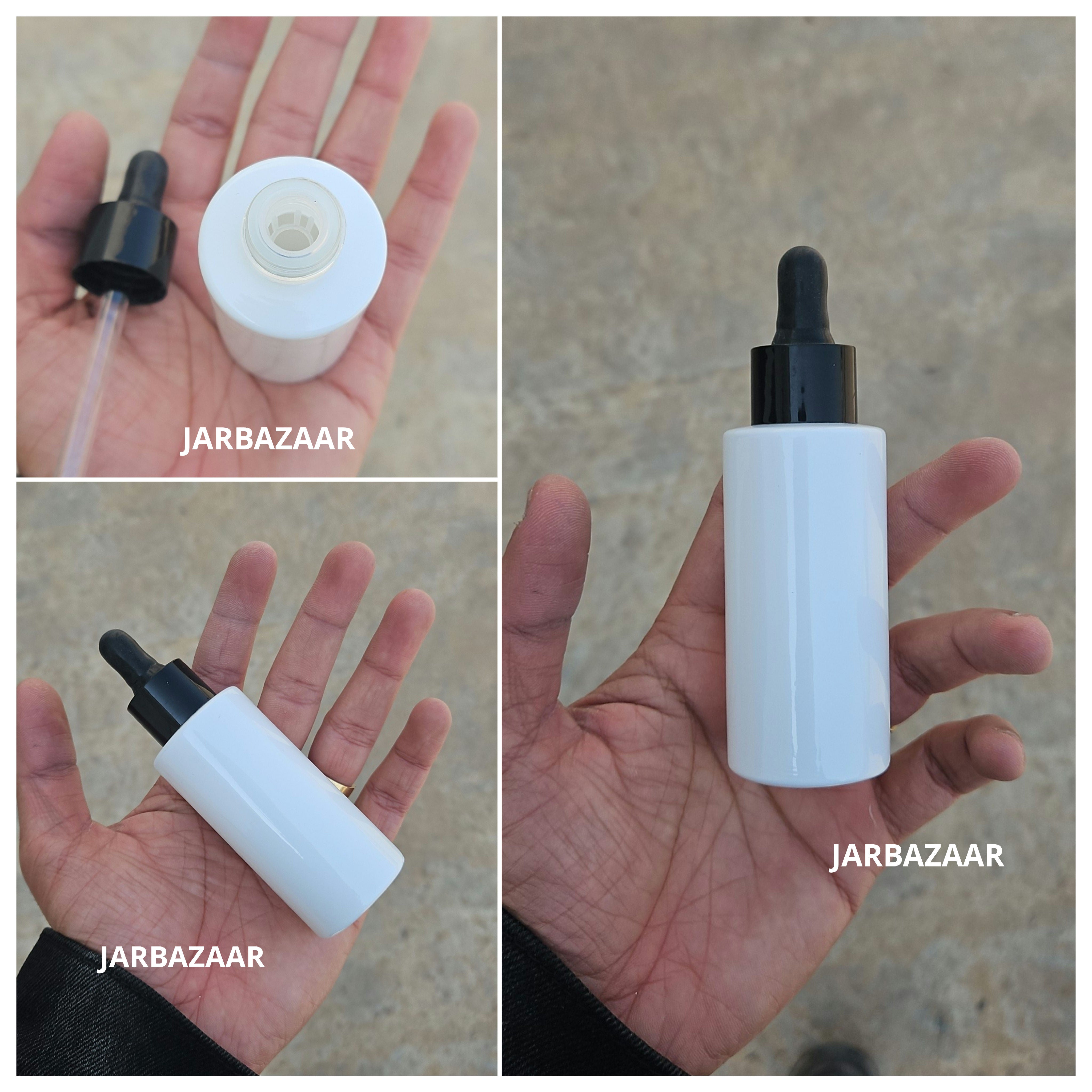 50 ML White - Flat Shoulder Dropper Bottle