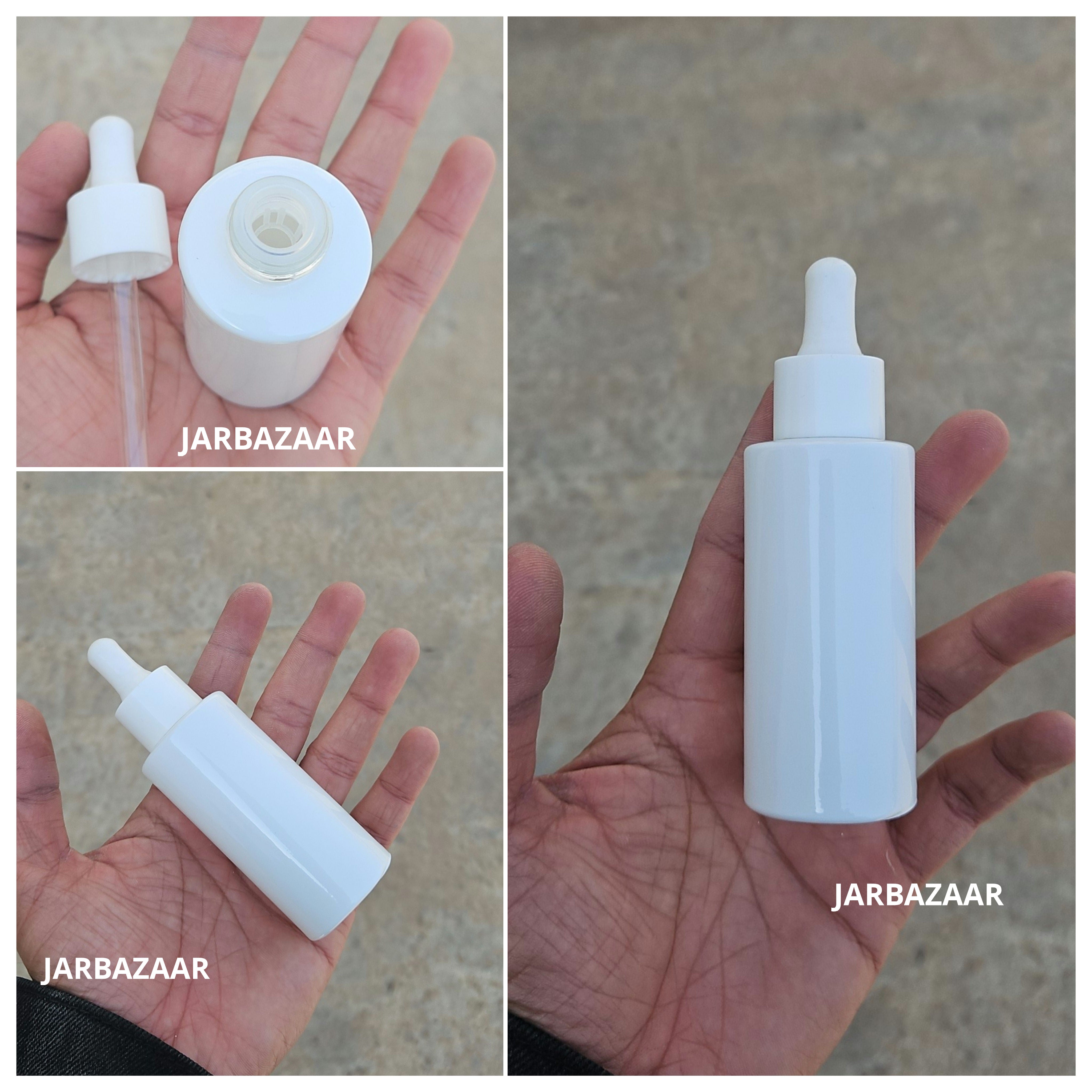 50 ML White - Flat Shoulder Dropper Bottle