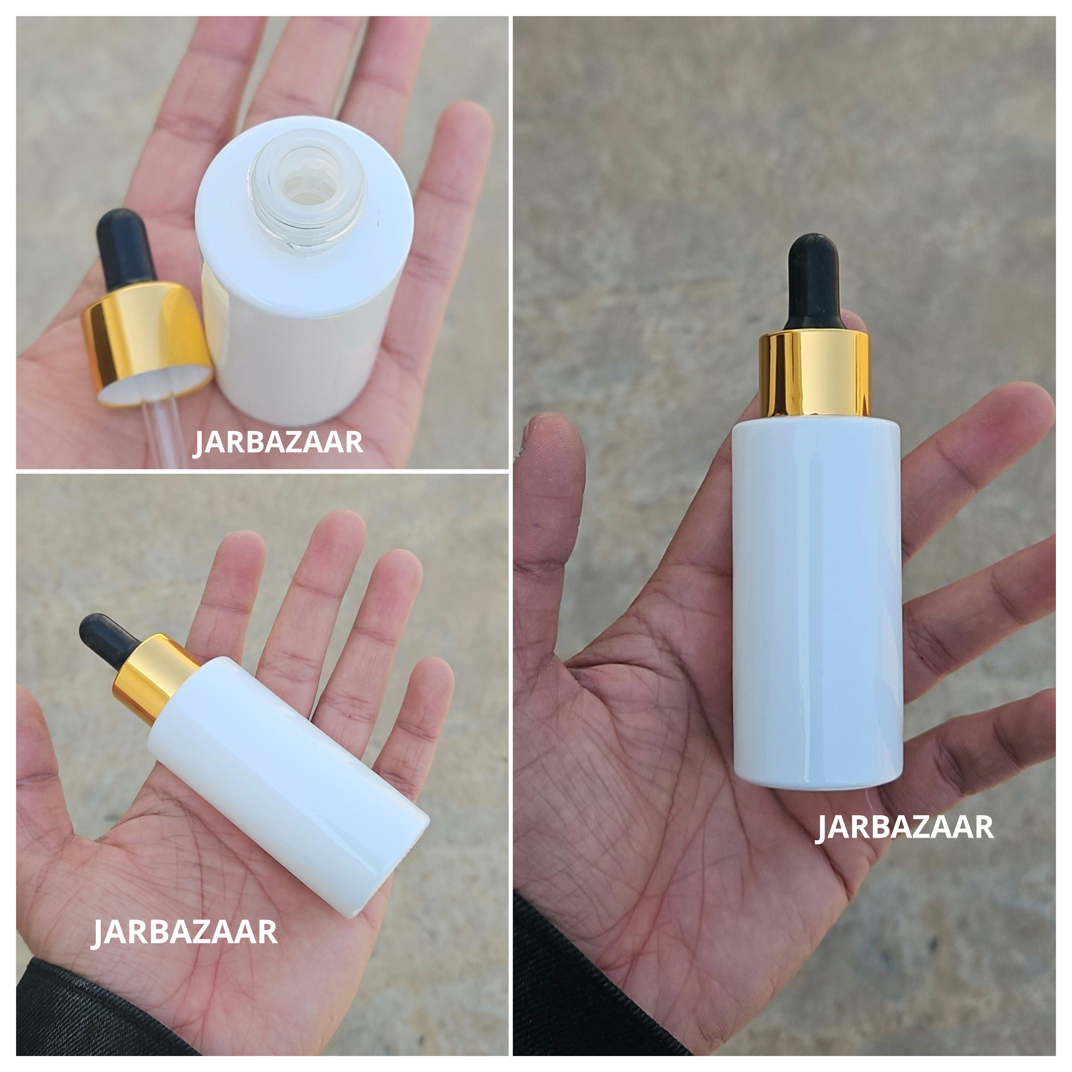 50 ML White - Flat Shoulder Dropper Bottle