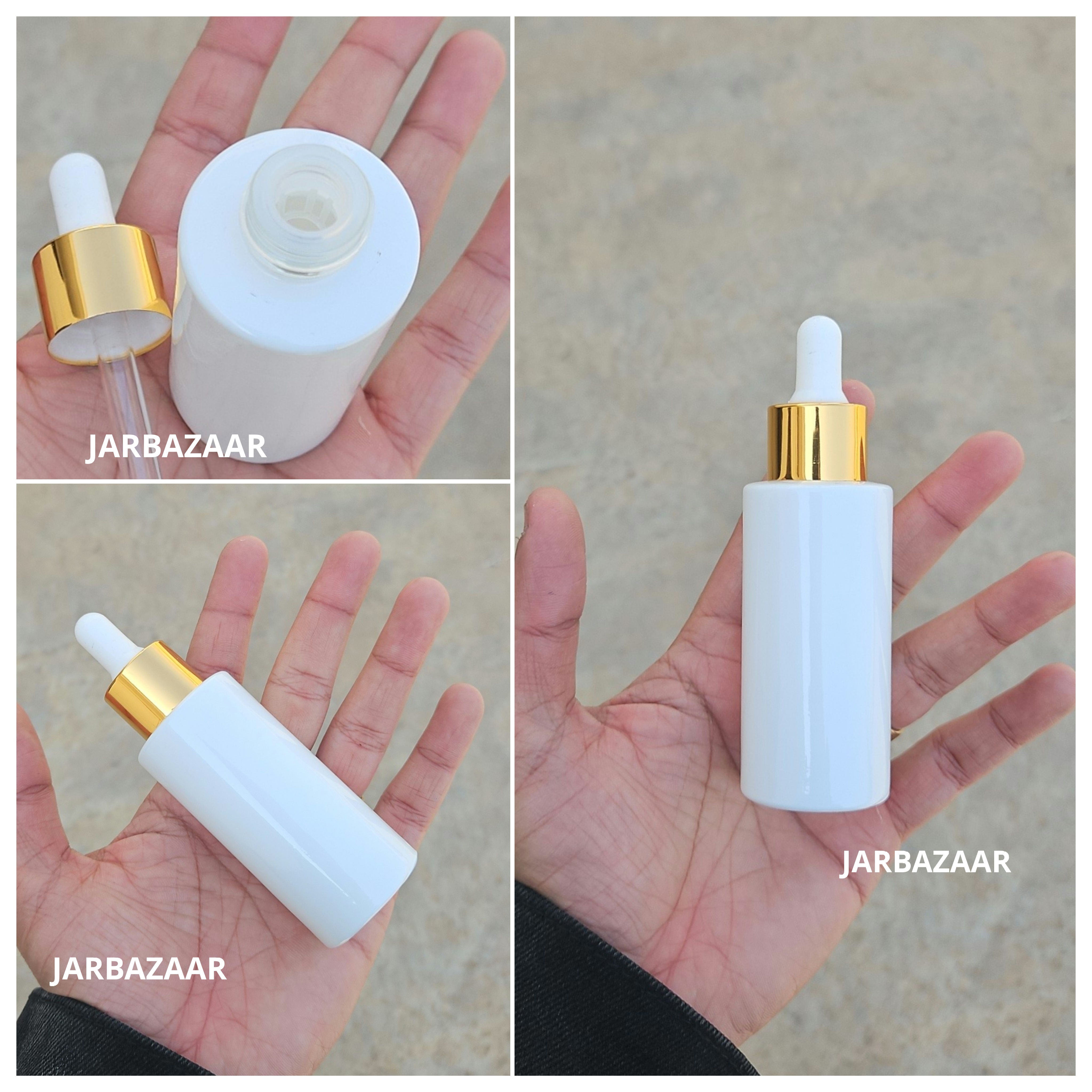 50 ML White - Flat Shoulder Dropper Bottle