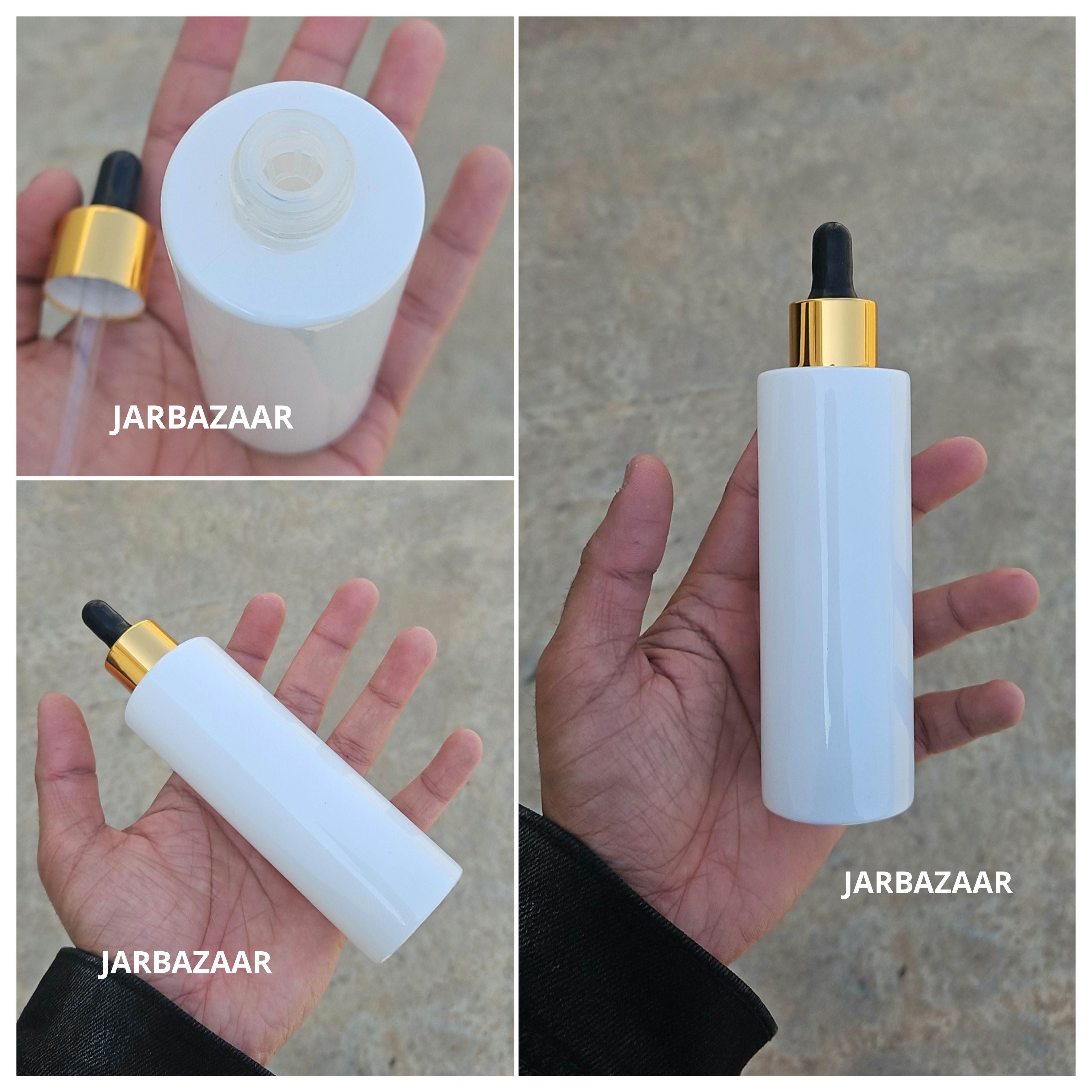 100 ML White - Flat Shoulder Dropper Bottle