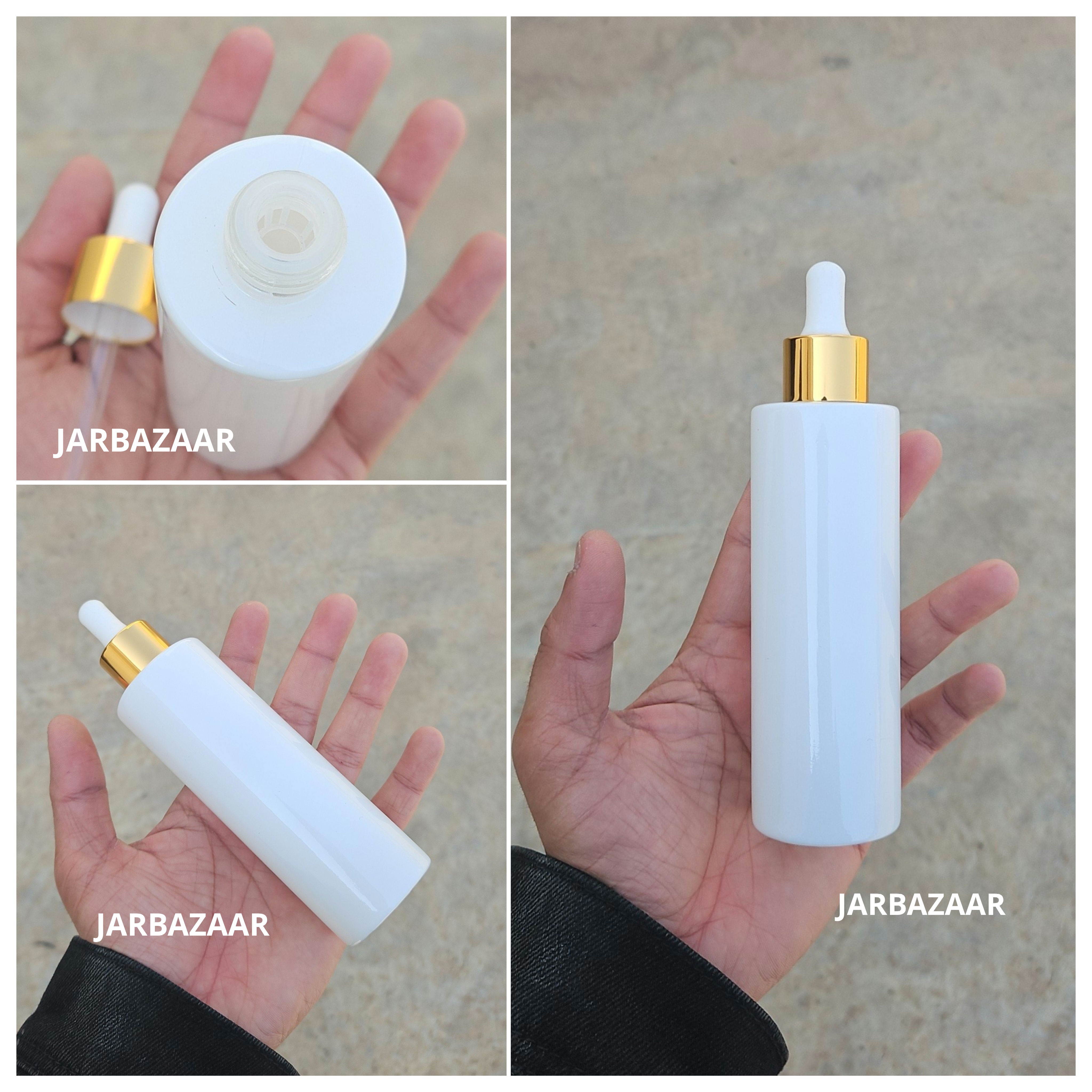 100 ML White - Flat Shoulder Dropper Bottle