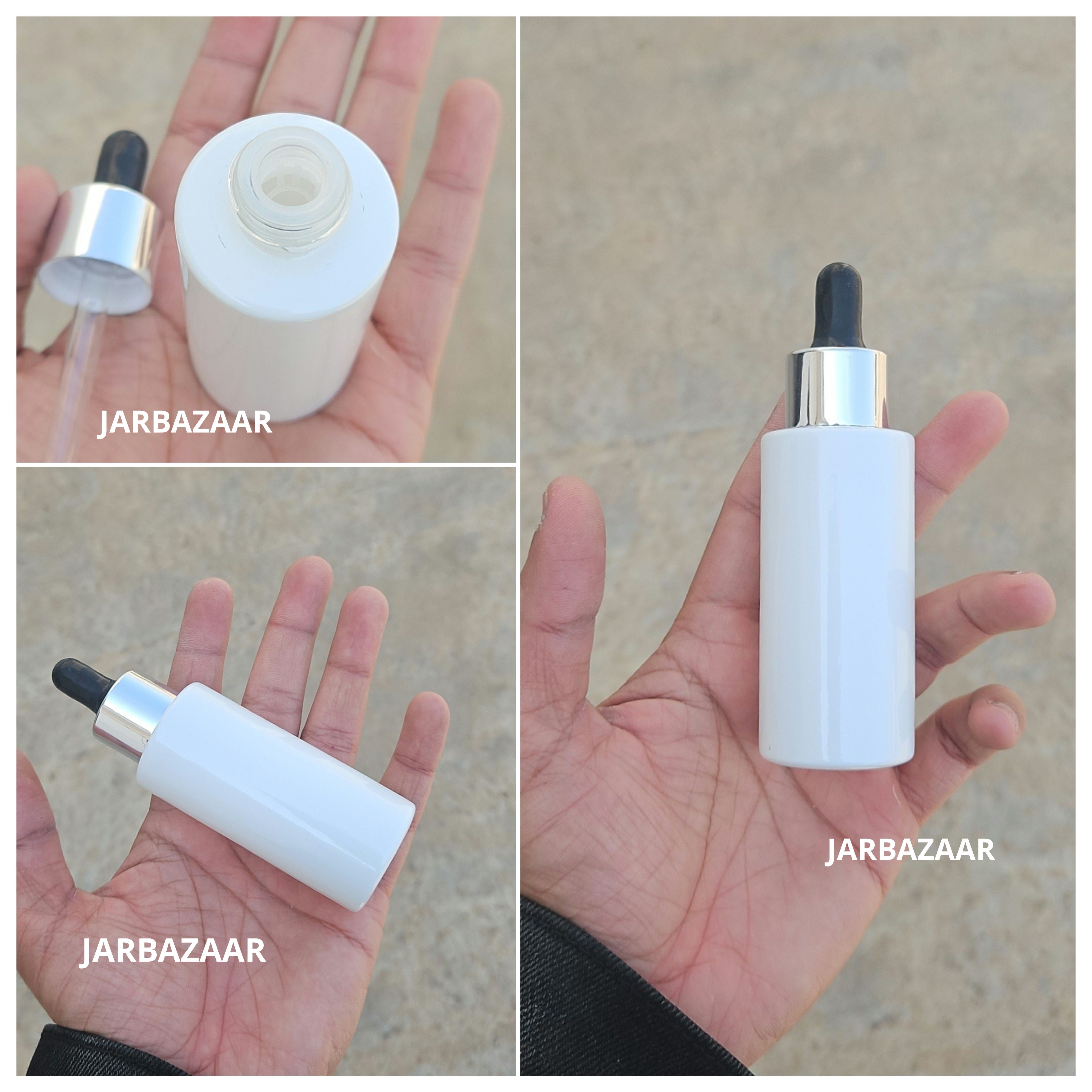 50 ML White - Flat Shoulder Dropper Bottle