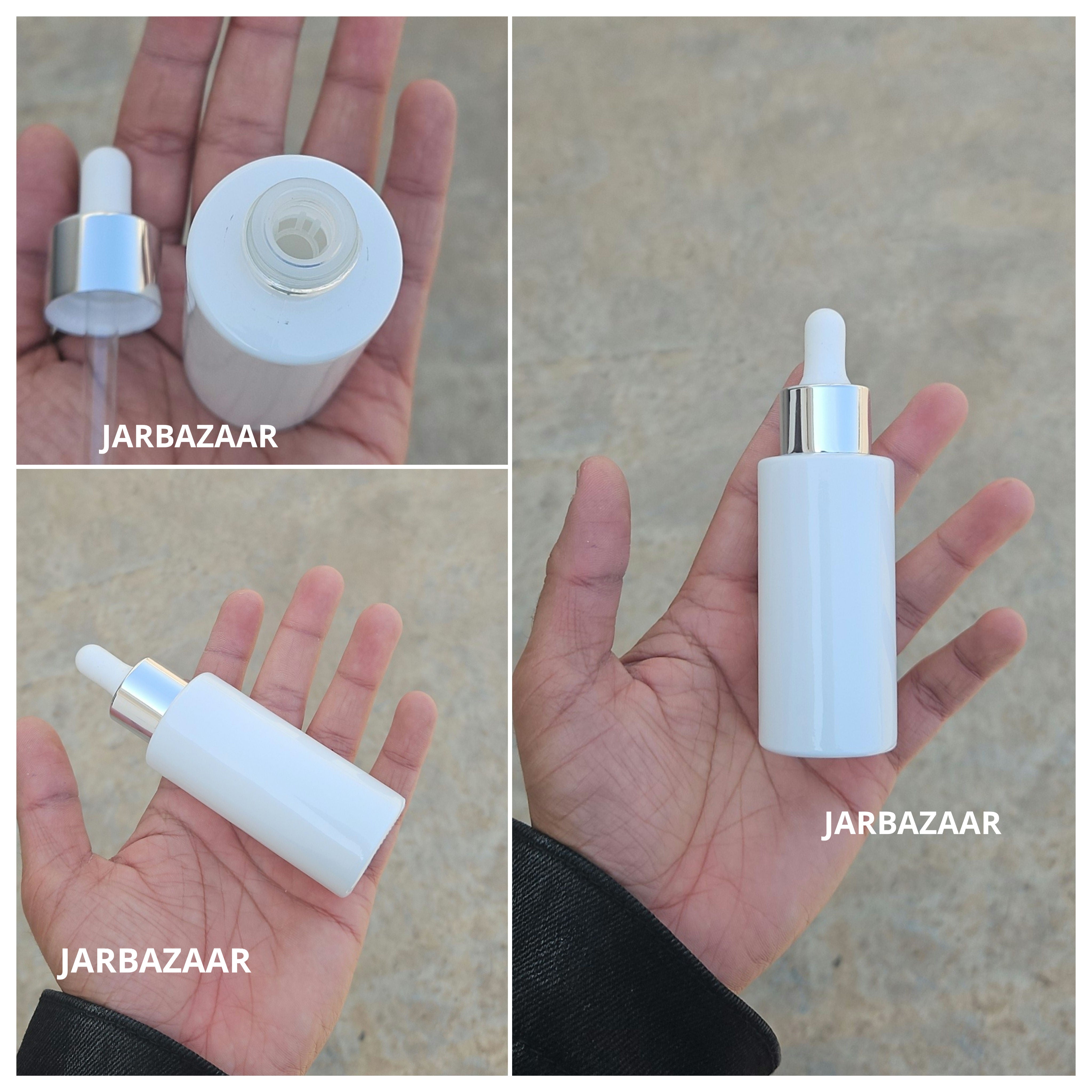50 ML White - Flat Shoulder Dropper Bottle