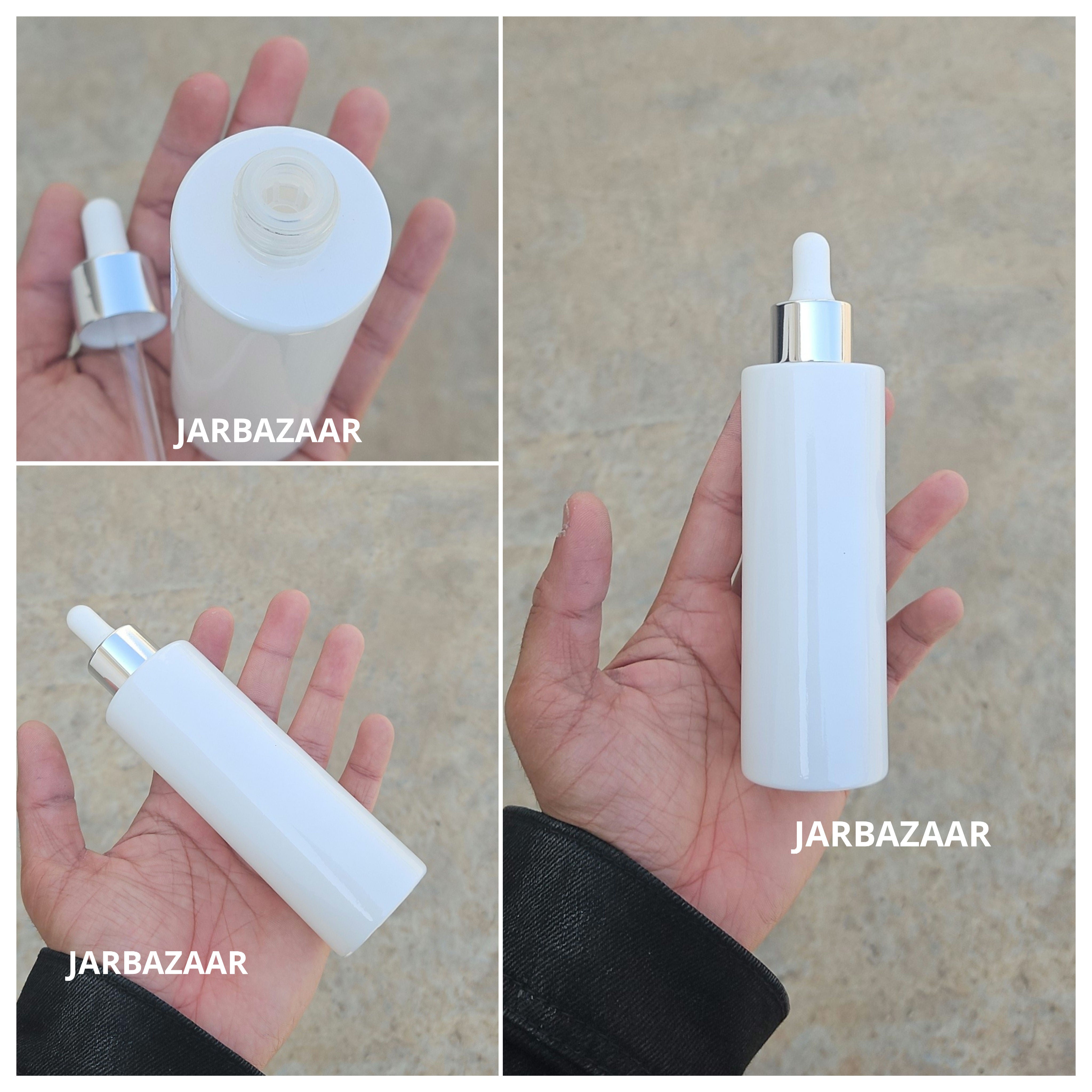 100 ML White - Flat Shoulder Dropper Bottle