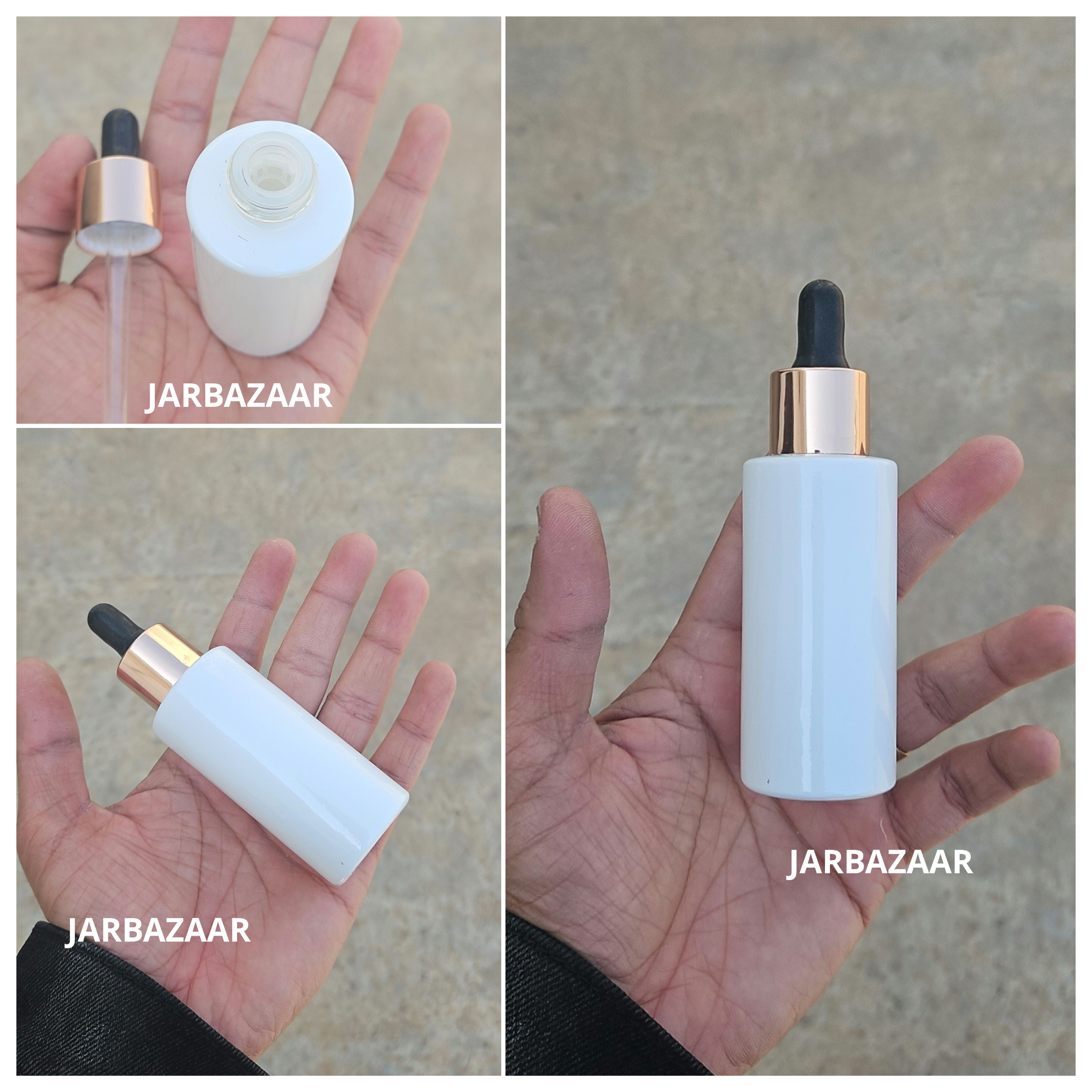 50 ML White - Flat Shoulder Dropper Bottle