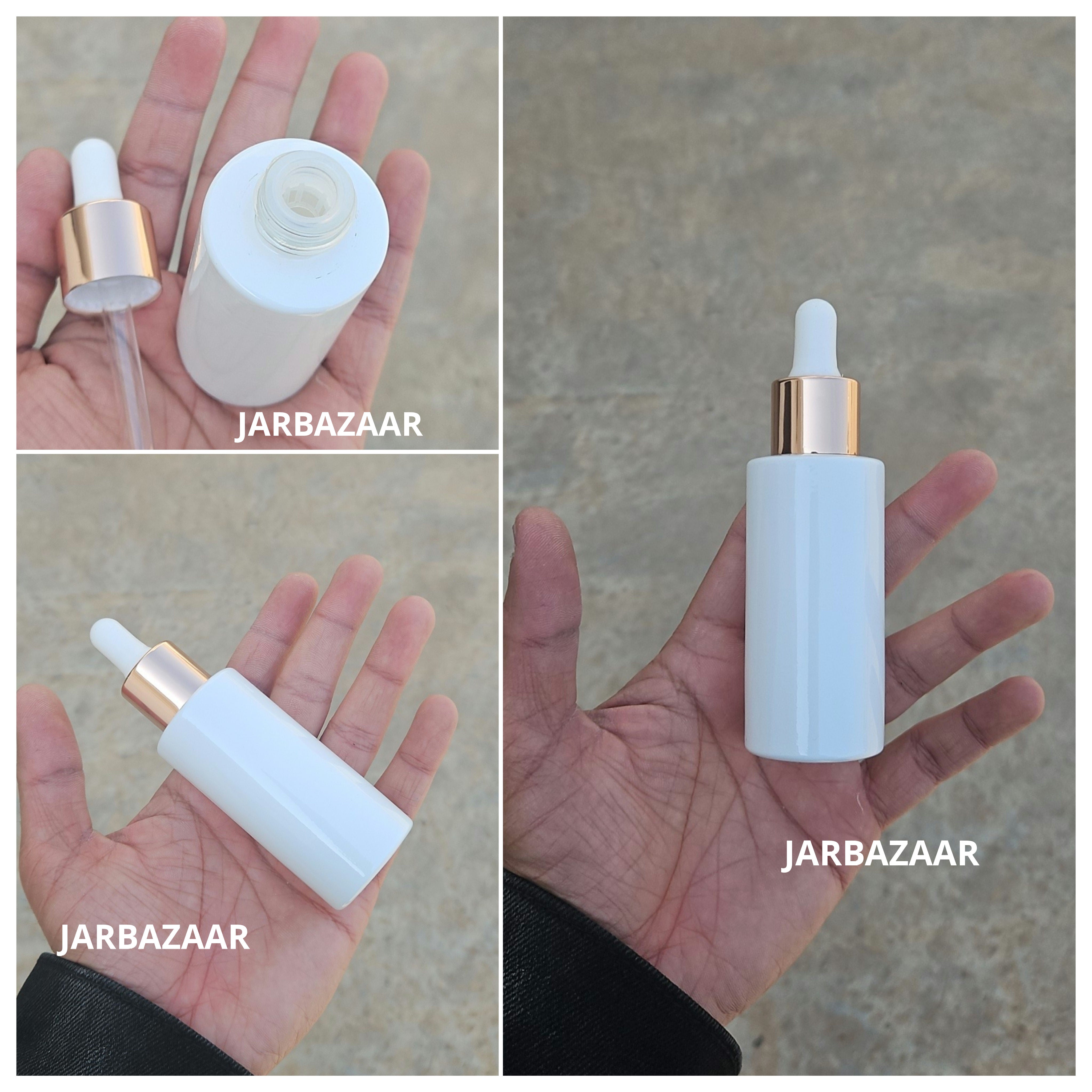 50 ML White - Flat Shoulder Dropper Bottle