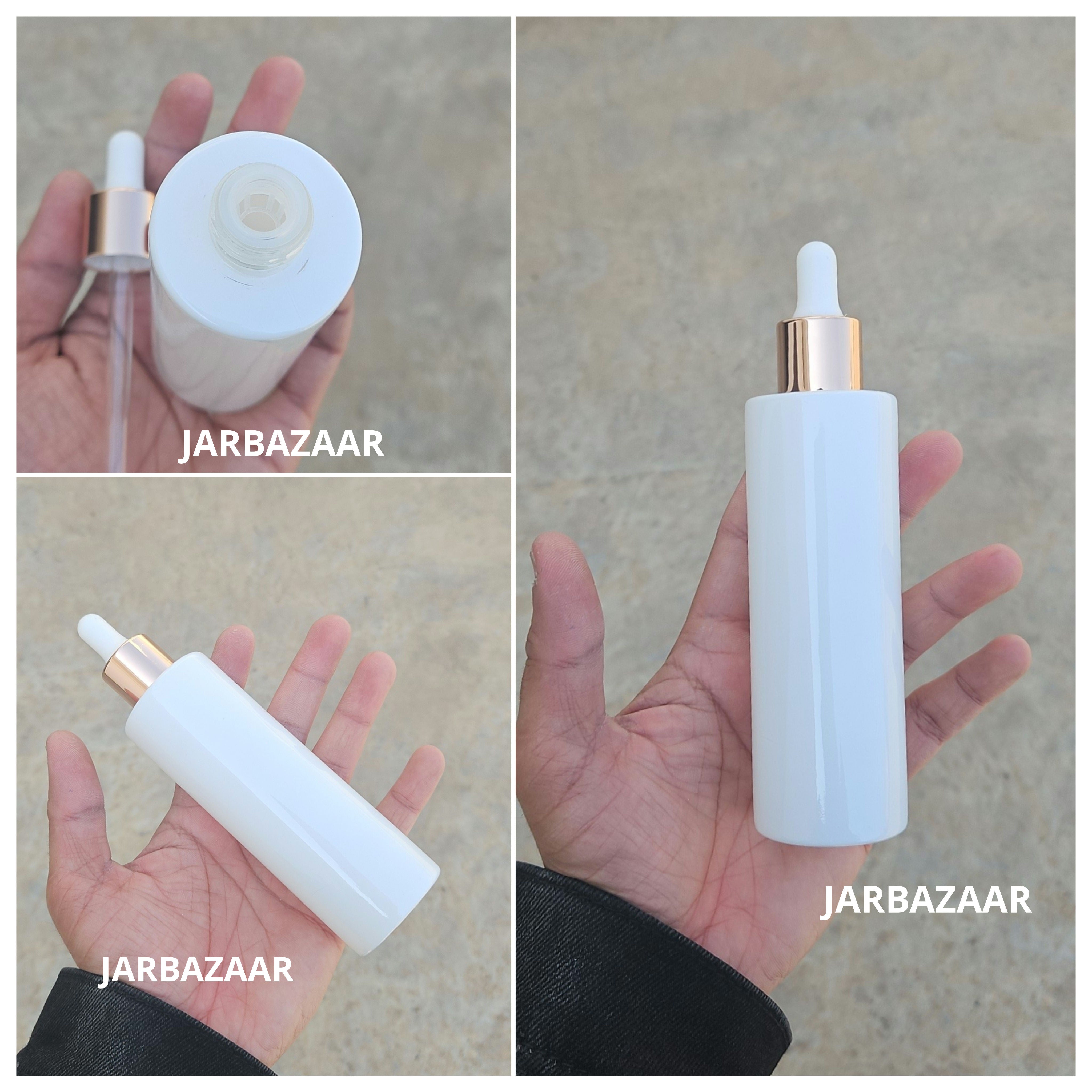 100 ML White - Flat Shoulder Dropper Bottle