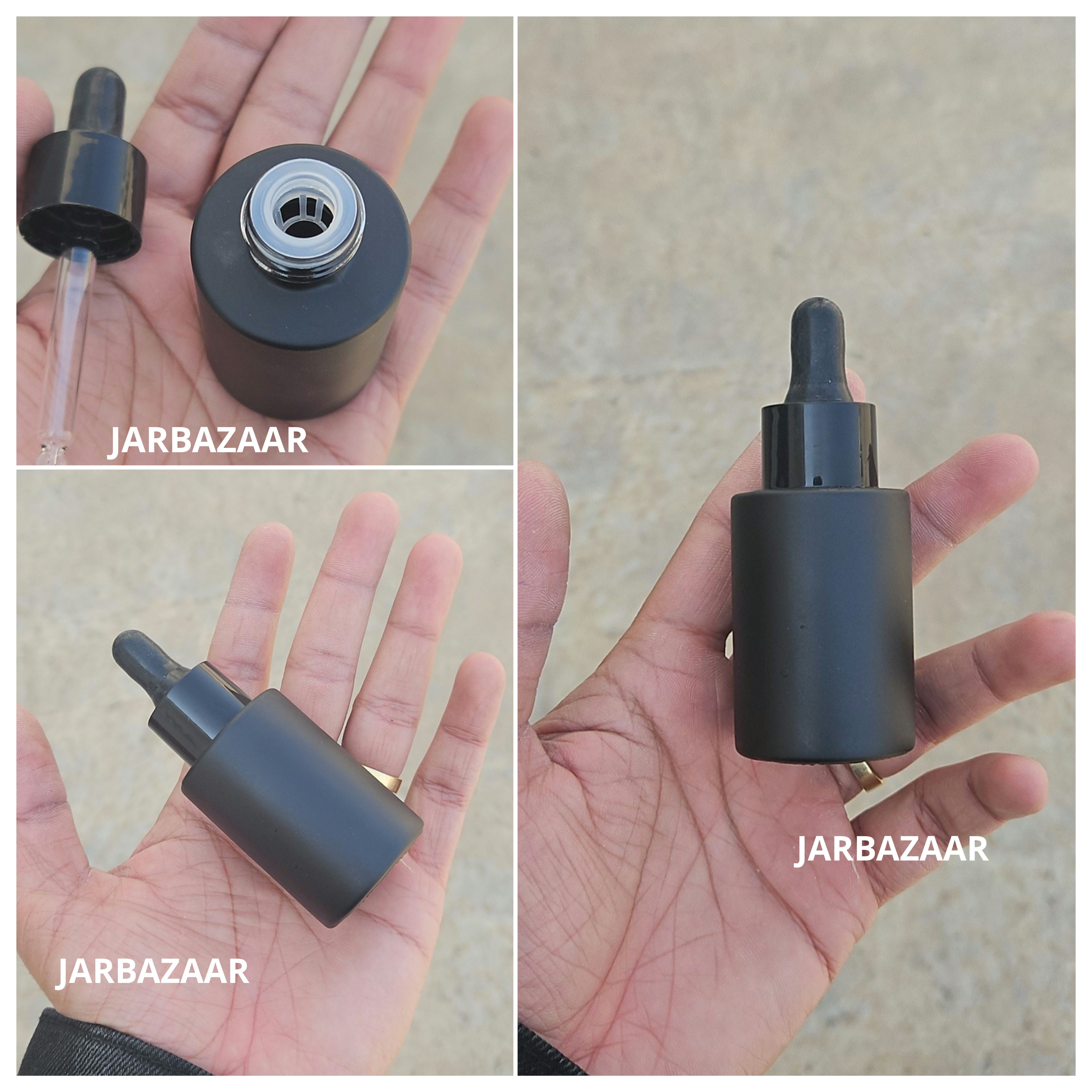 30 ML Matt Black - Flat Shoulder Dropper Bottle