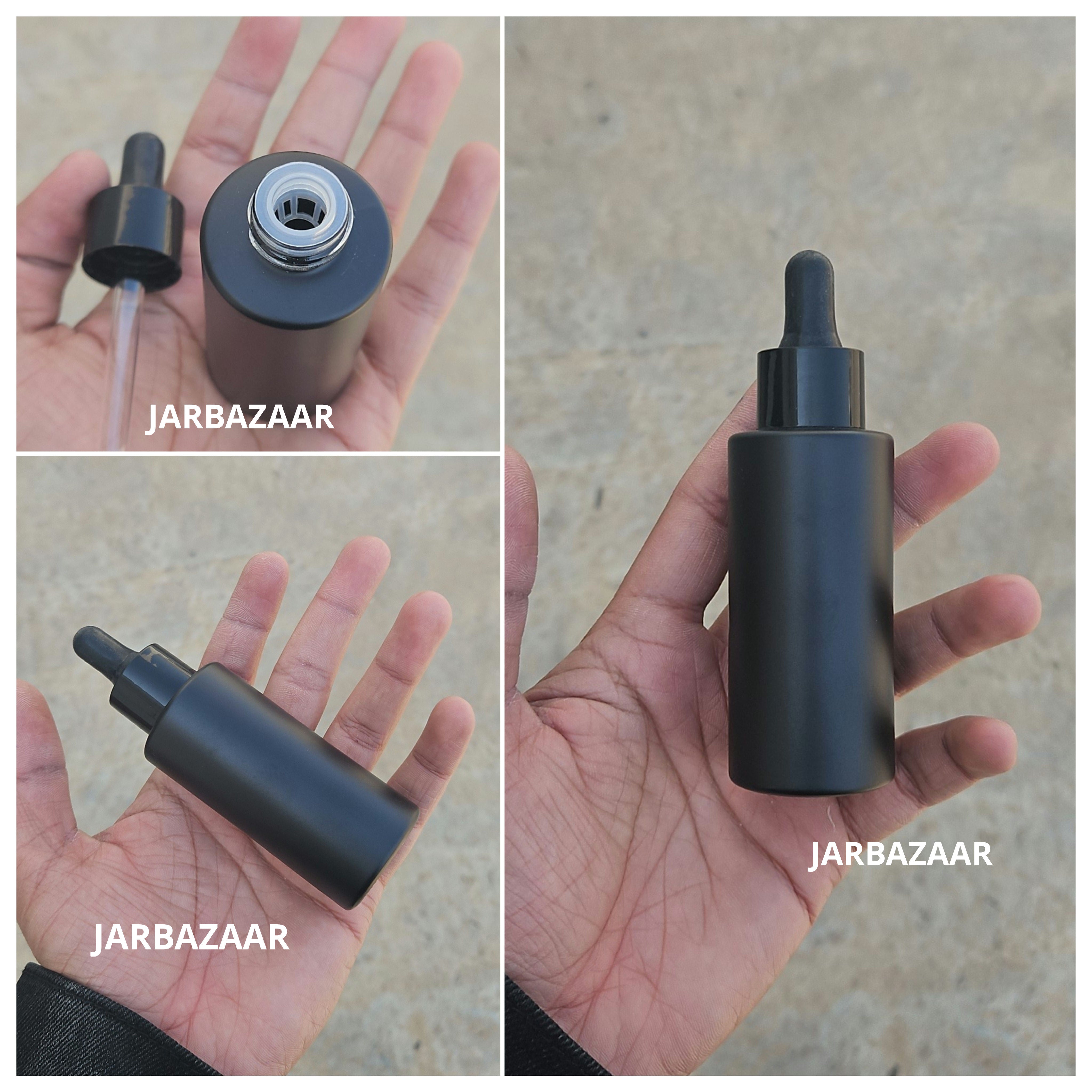 50 ML Matt Black - Flat Shoulder Dropper Bottle