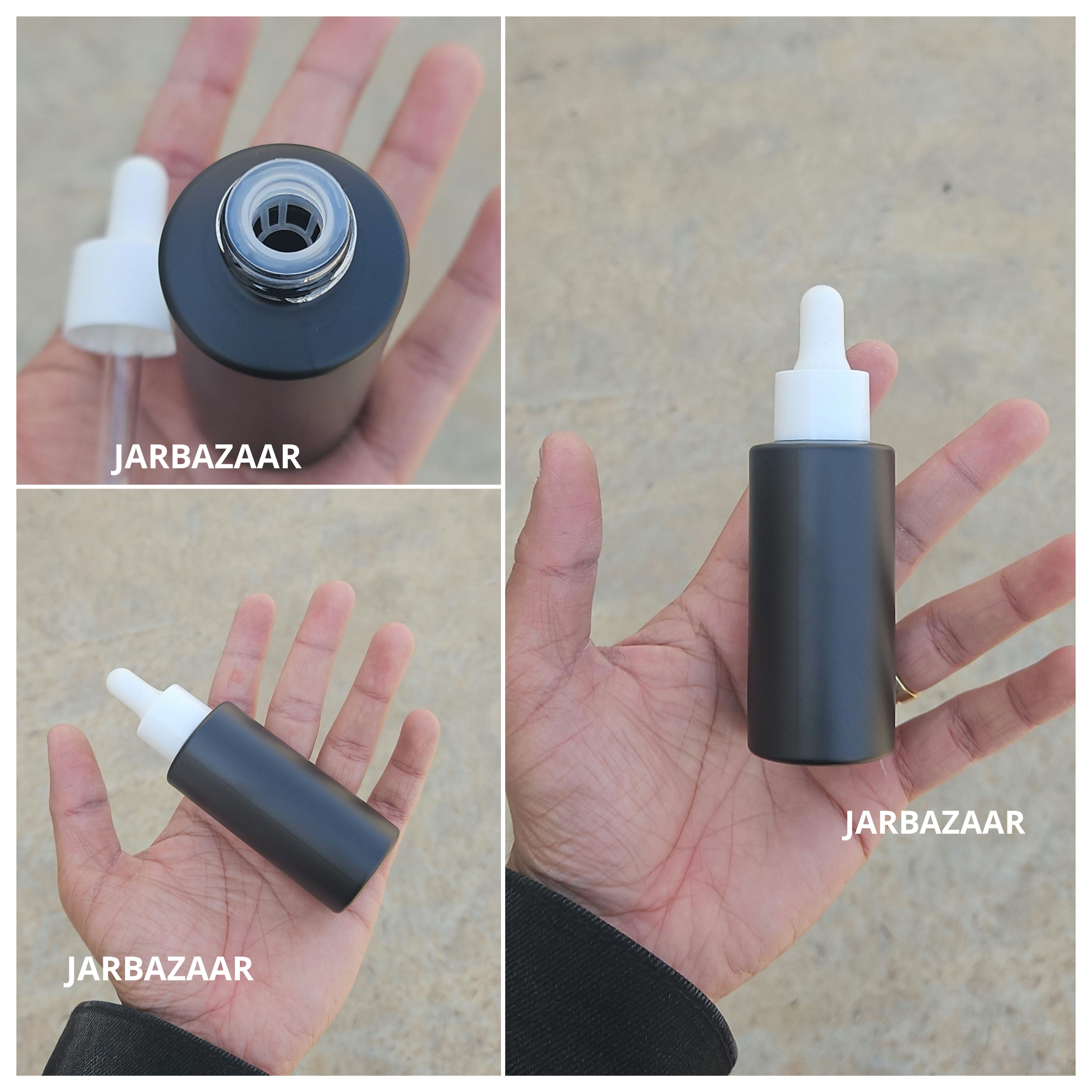 50 ML Matt Black - Flat Shoulder Dropper Bottle
