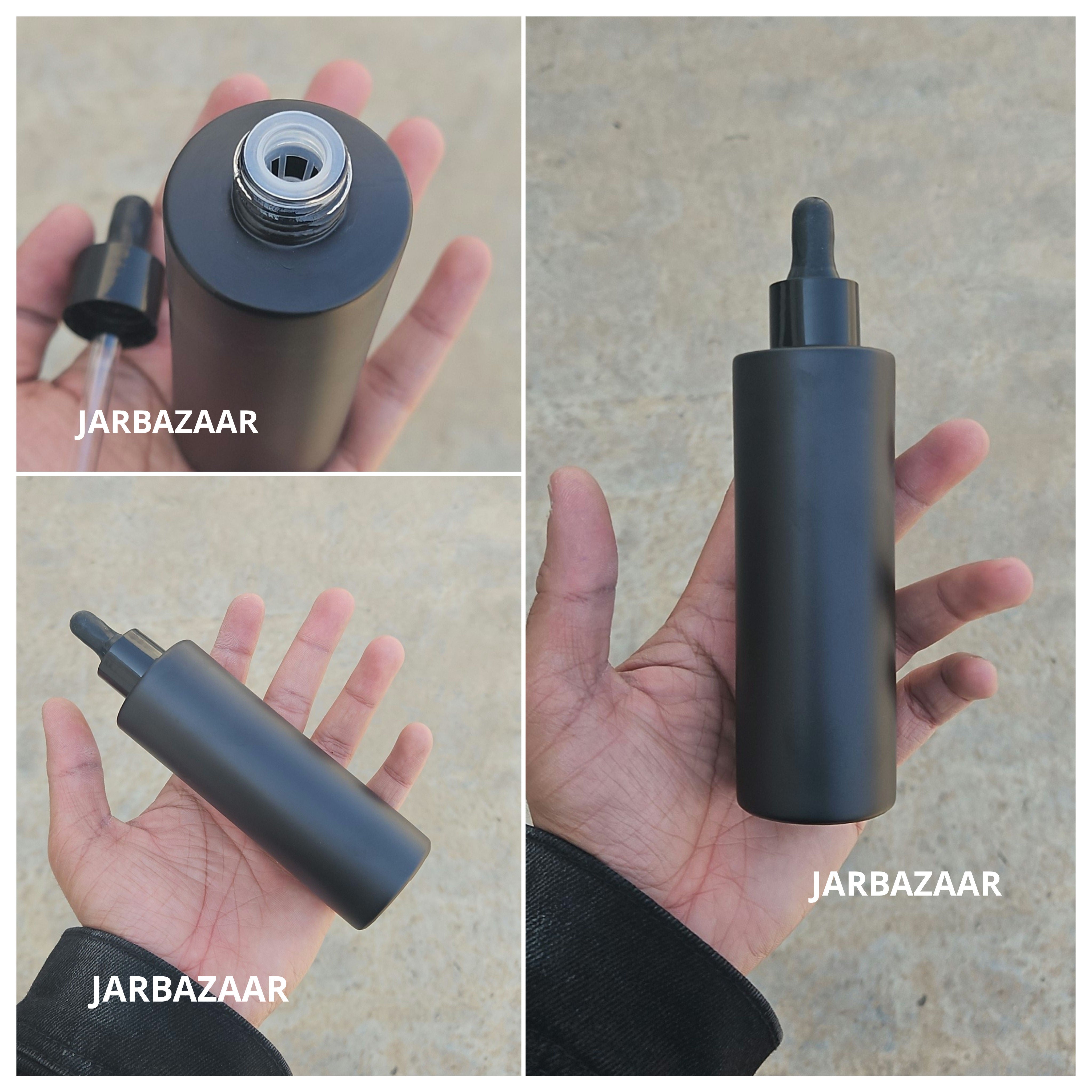 100 ML Matt Black - Flat Shoulder Dropper Bottle