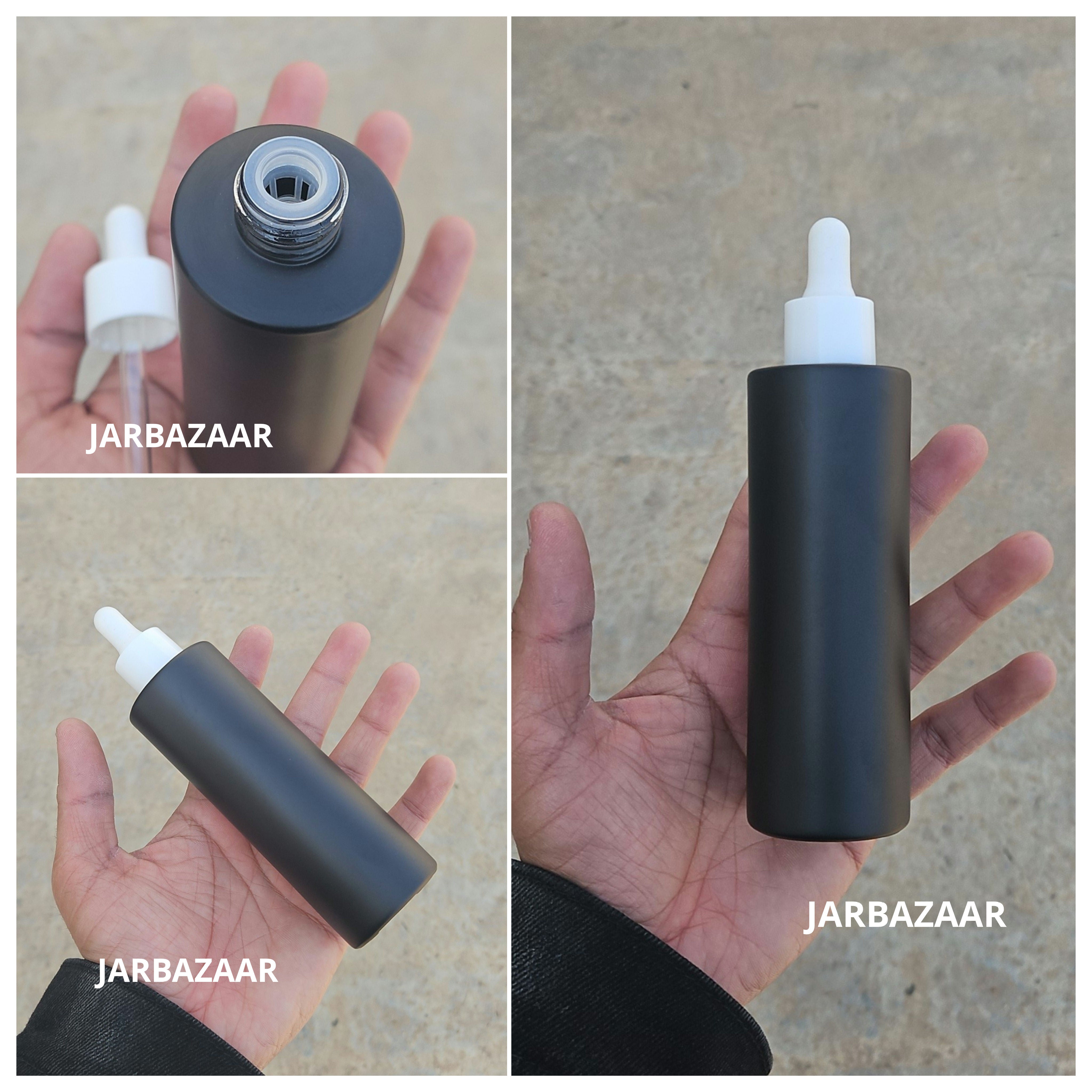 100 ML Matt Black - Flat Shoulder Dropper Bottle