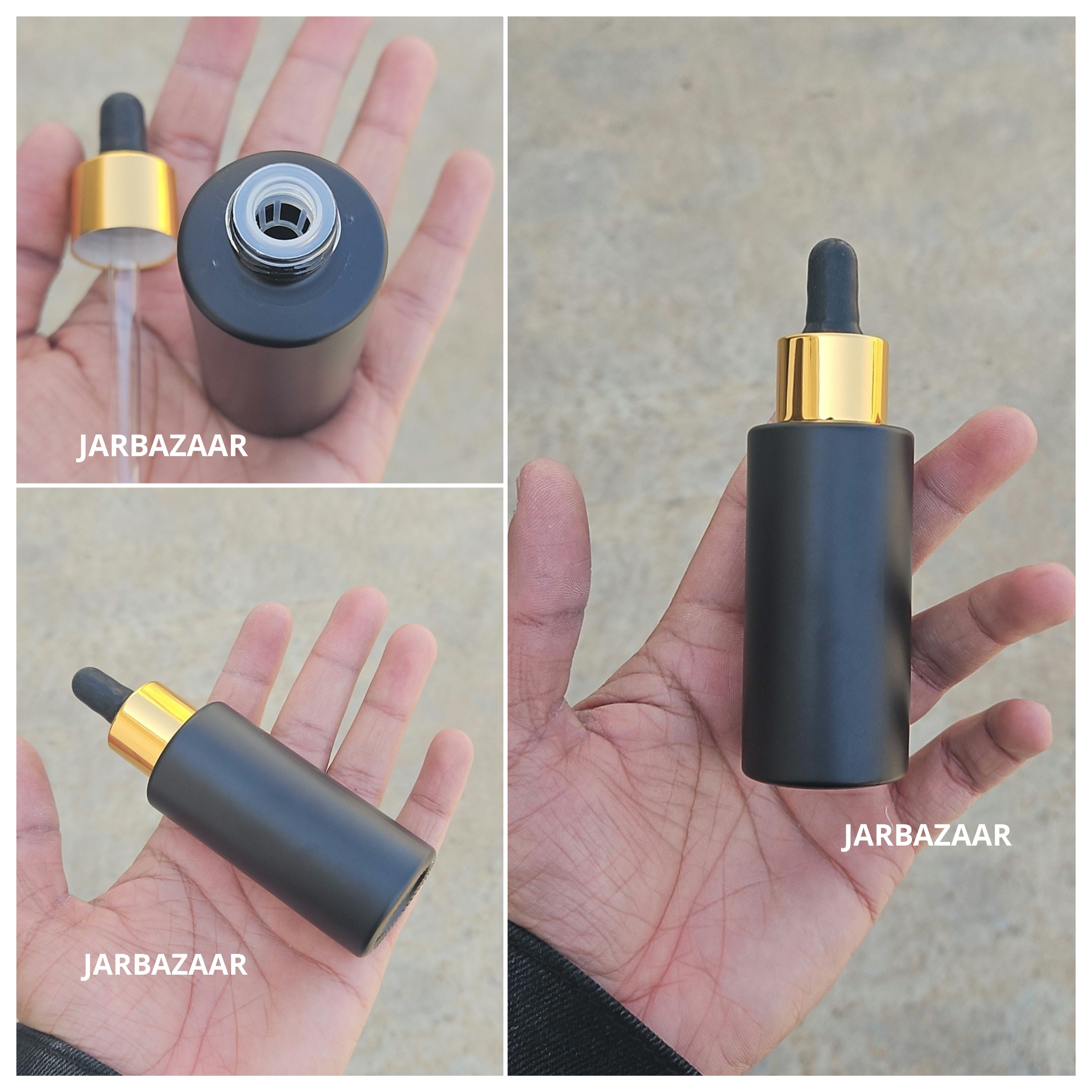 50 ML Matt Black - Flat Shoulder Dropper Bottle