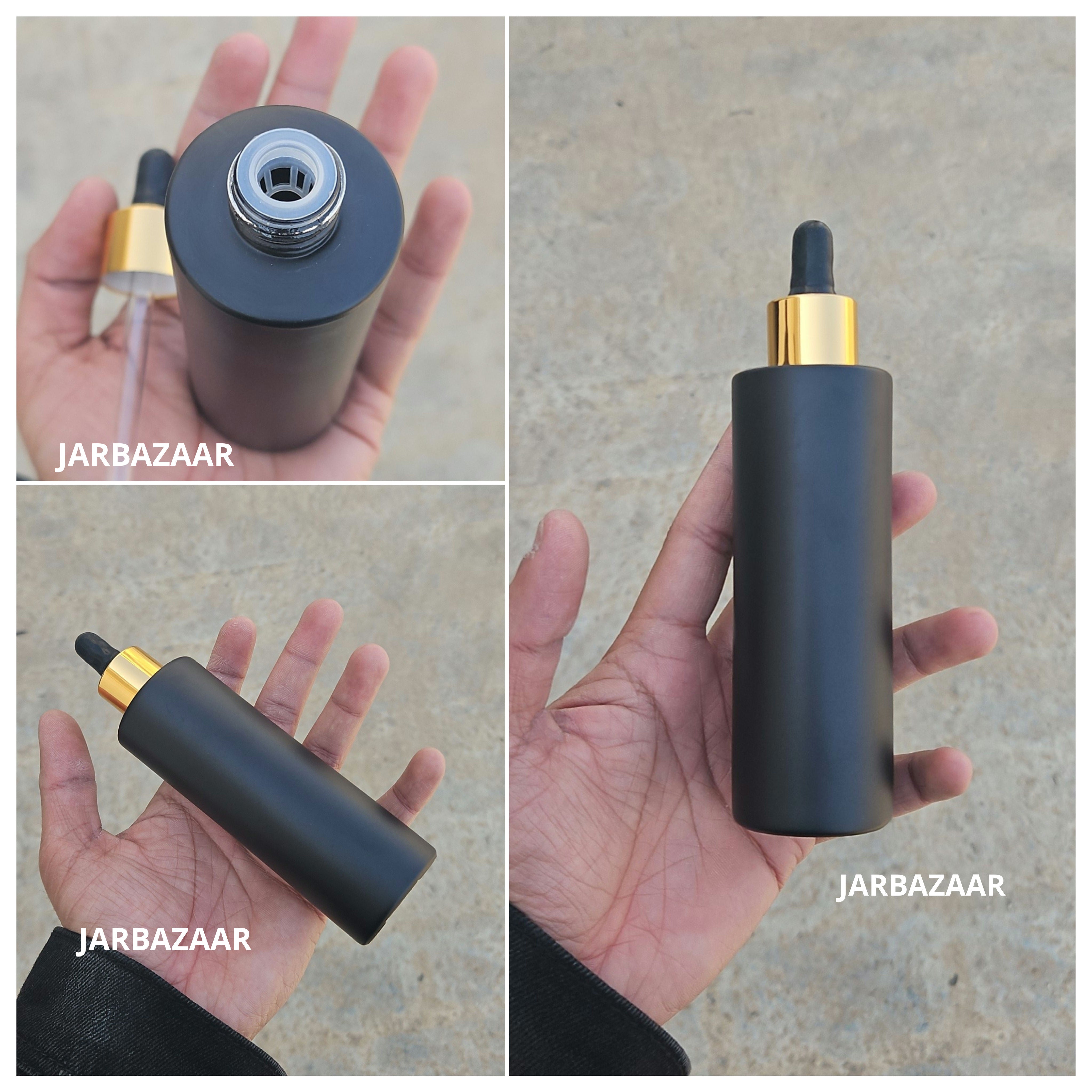 100 ML Matt Black - Flat Shoulder Dropper Bottle