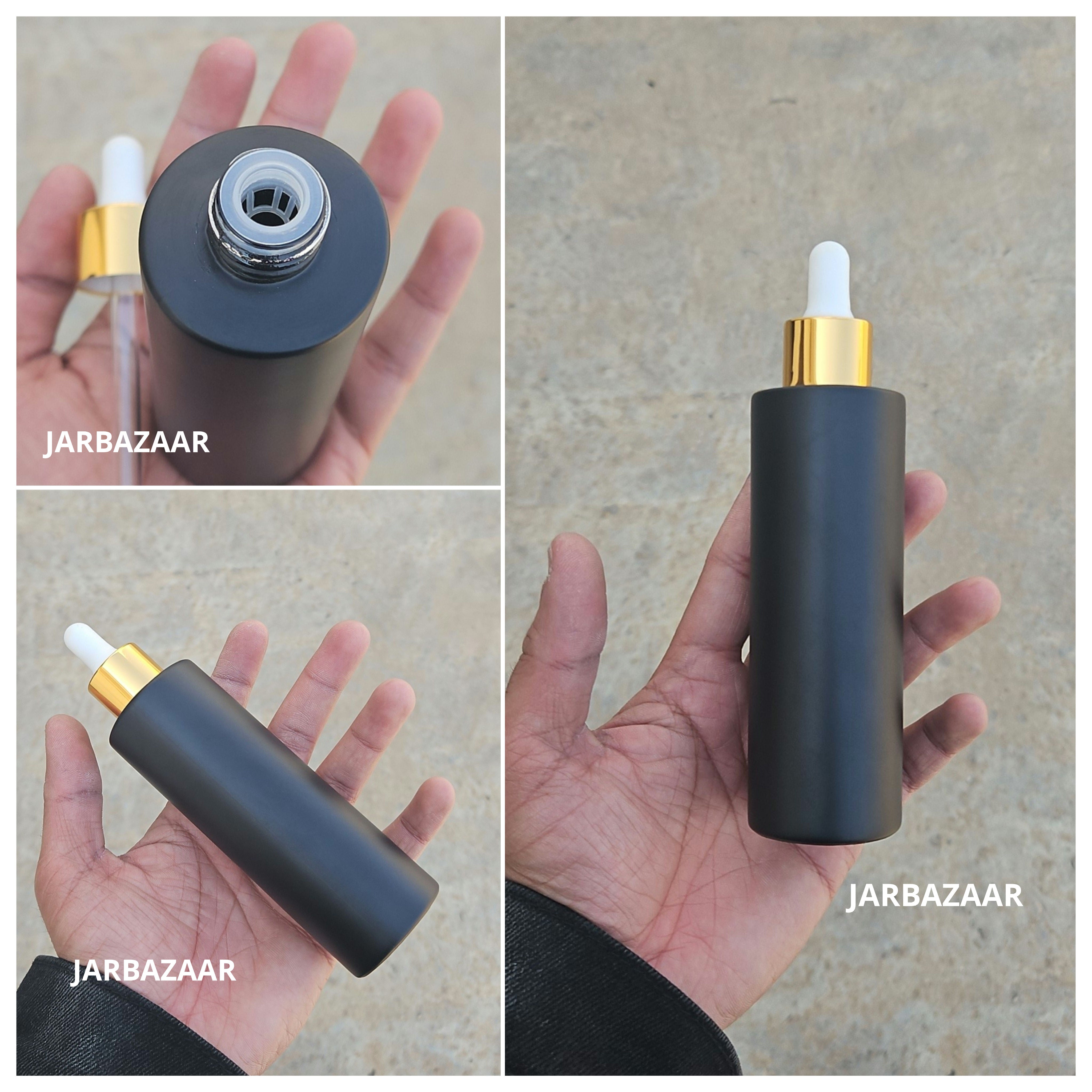 100 ML Matt Black - Flat Shoulder Dropper Bottle