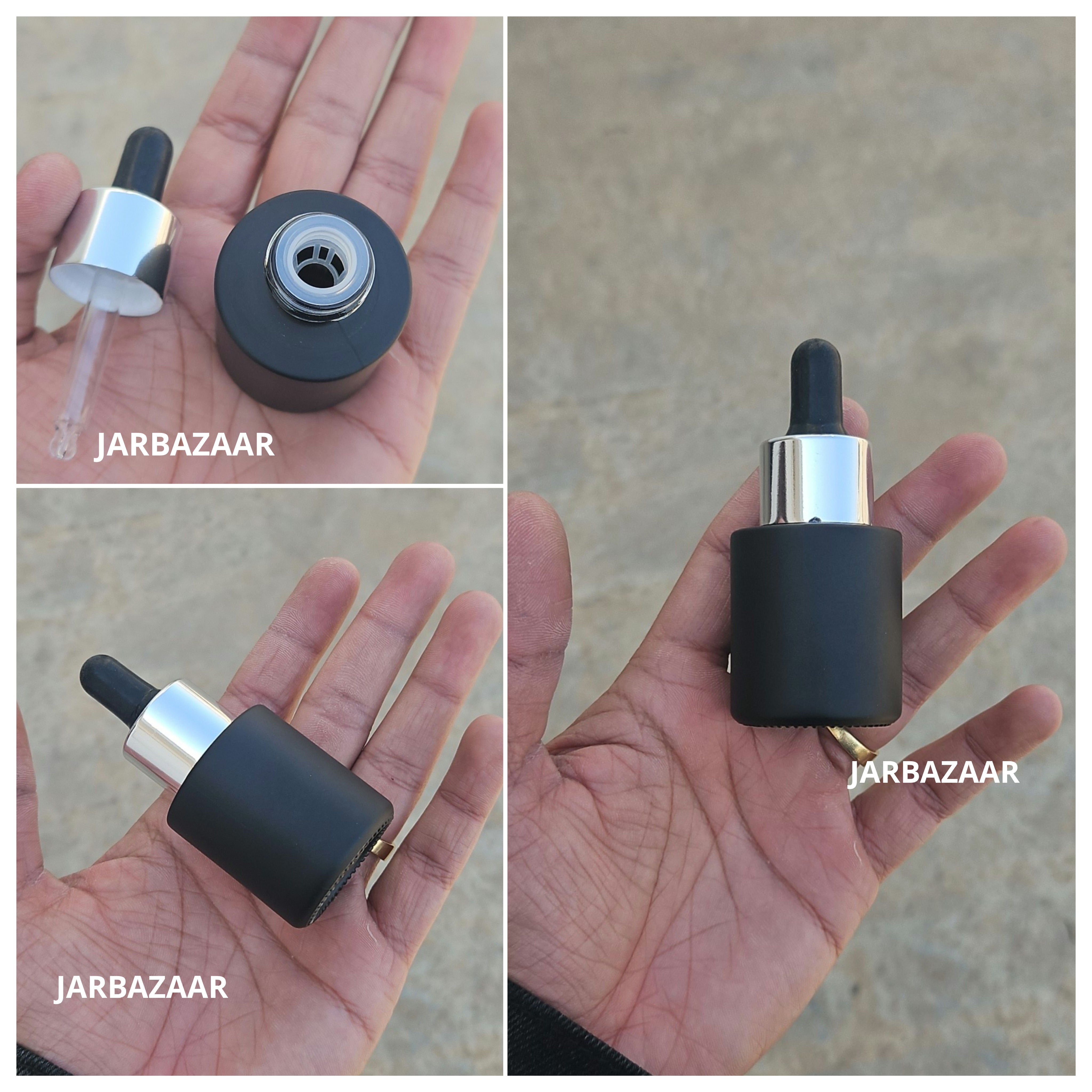 20 ML Matt Black - Flat Shoulder Dropper Bottle