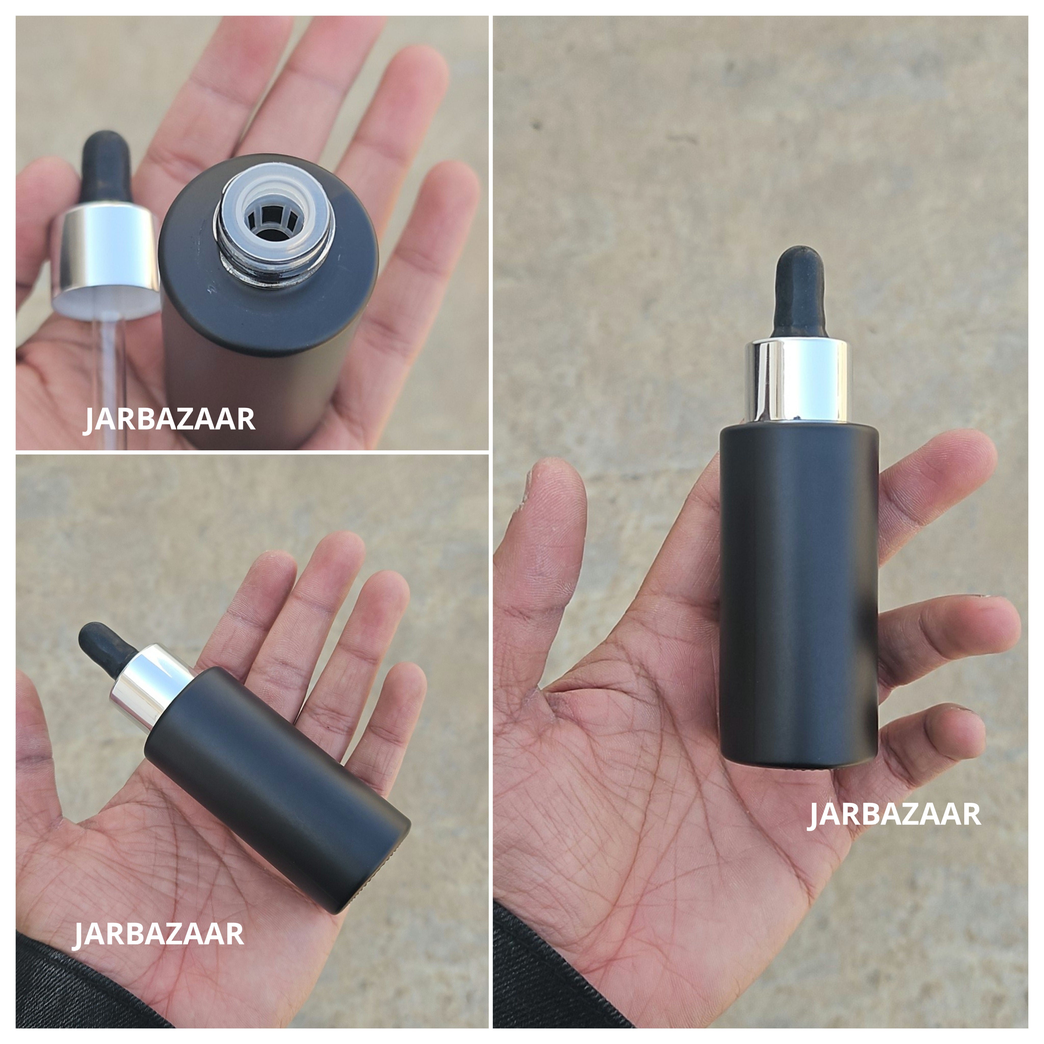 50 ML Matt Black - Flat Shoulder Dropper Bottle