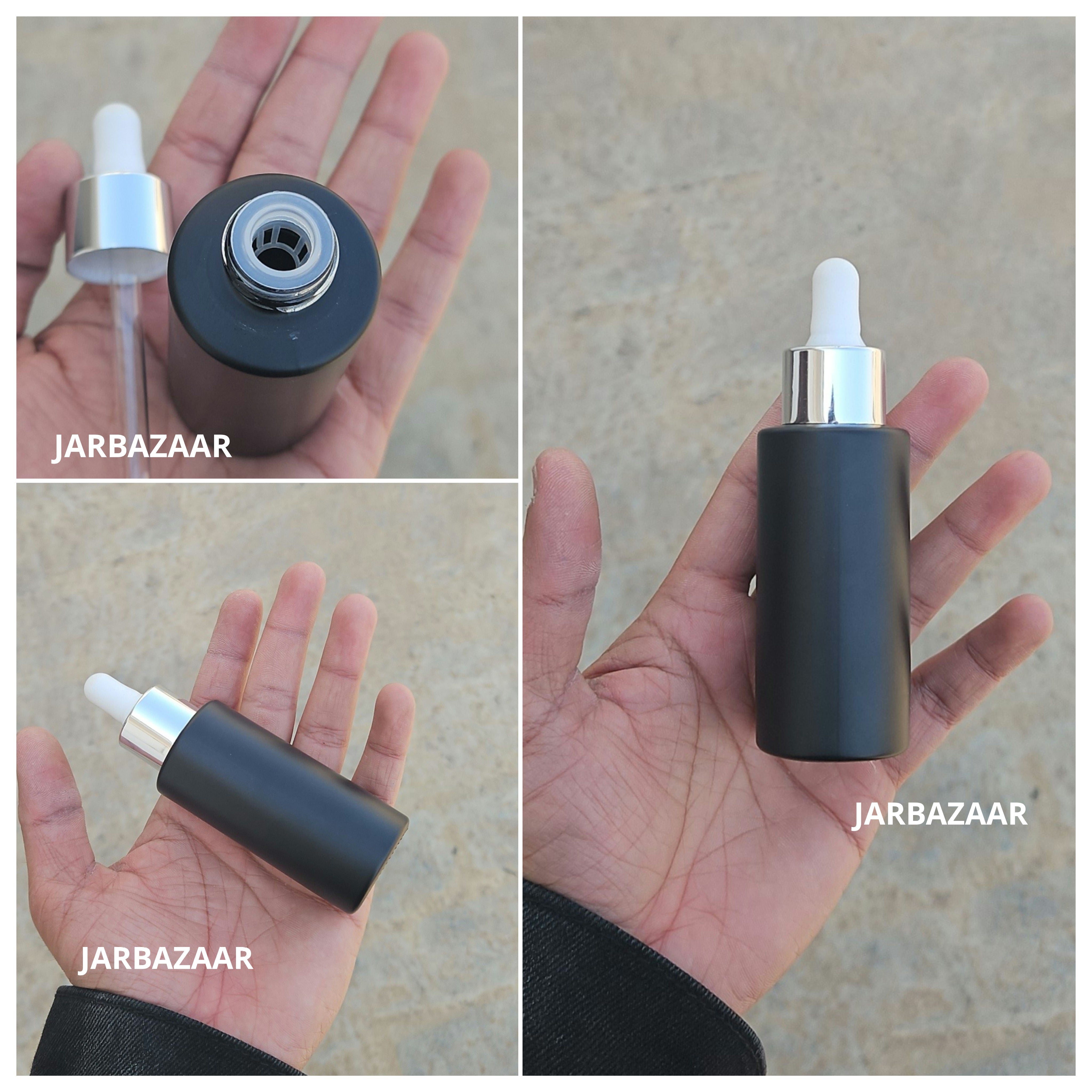 50 ML Matt Black - Flat Shoulder Dropper Bottle