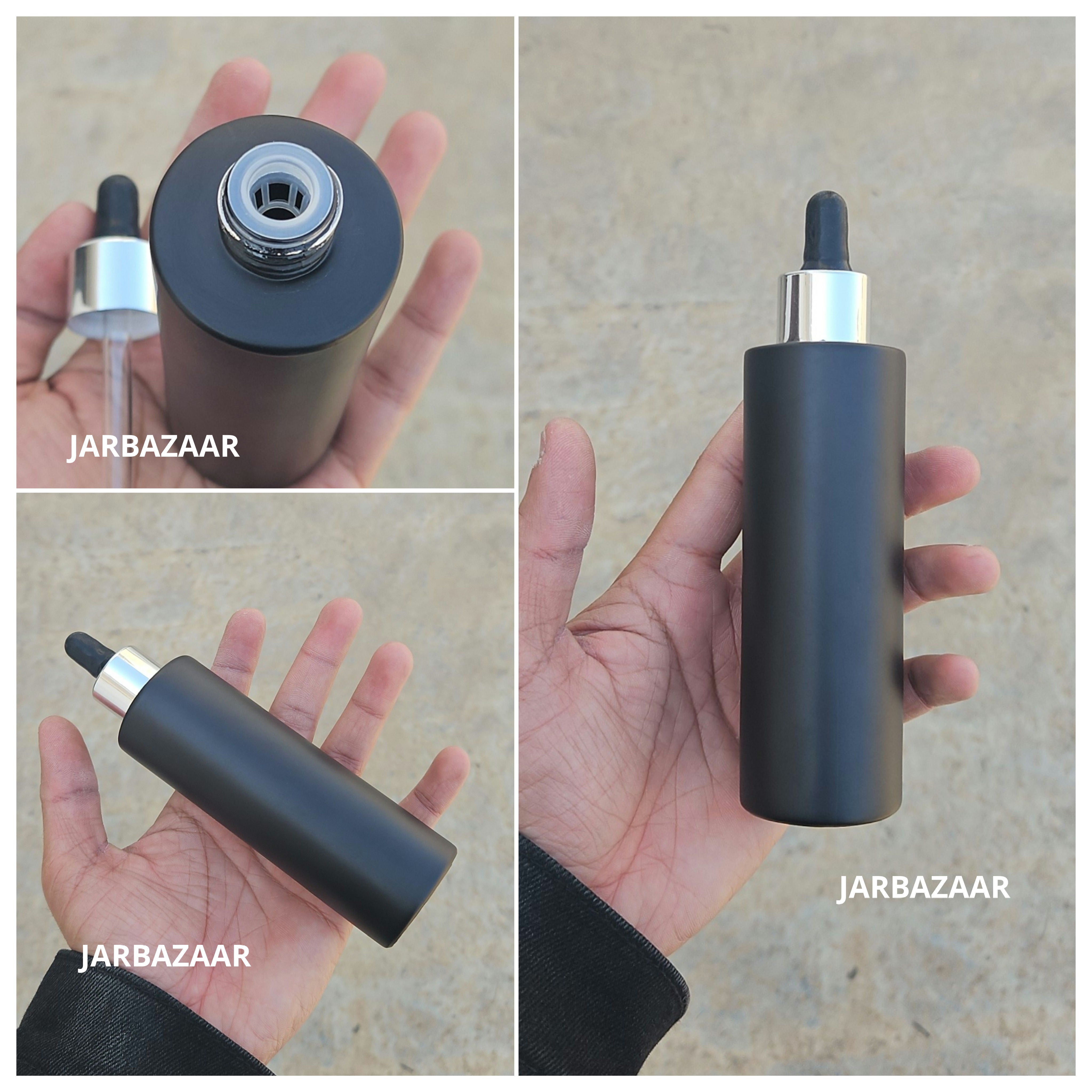 100 ML Matt Black - Flat Shoulder Dropper Bottle