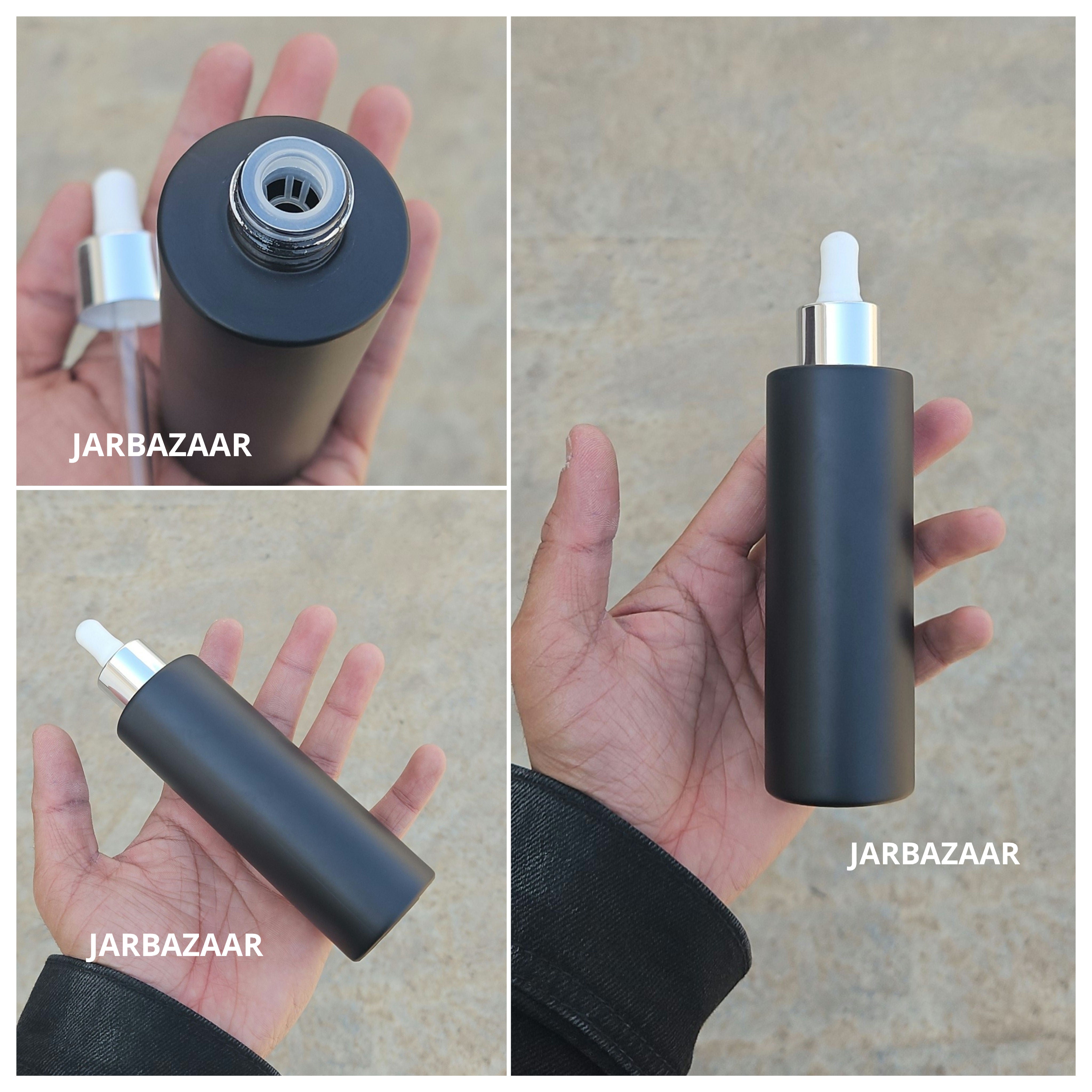 100 ML Matt Black - Flat Shoulder Dropper Bottle