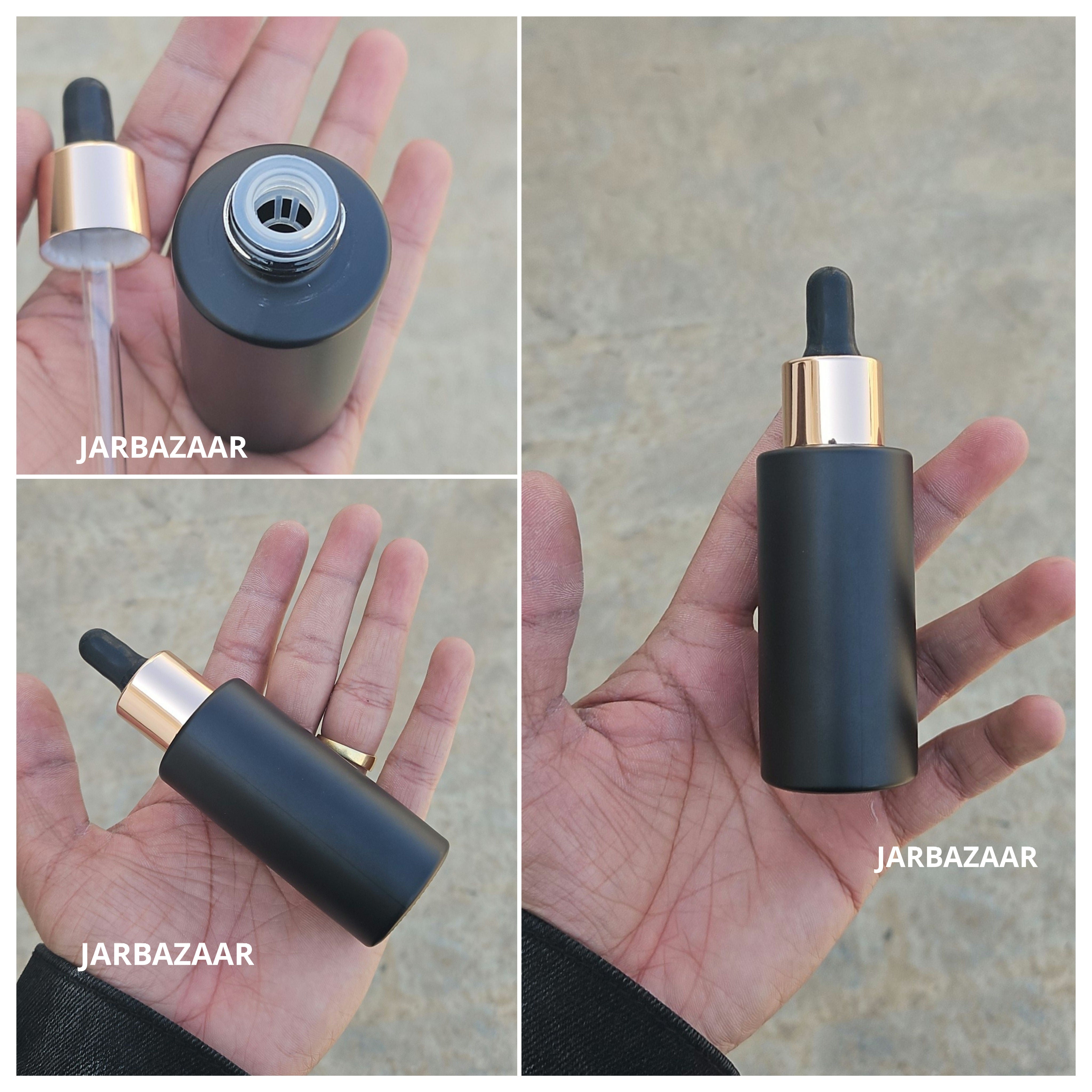 50 ML Matt Black - Flat Shoulder Dropper Bottle