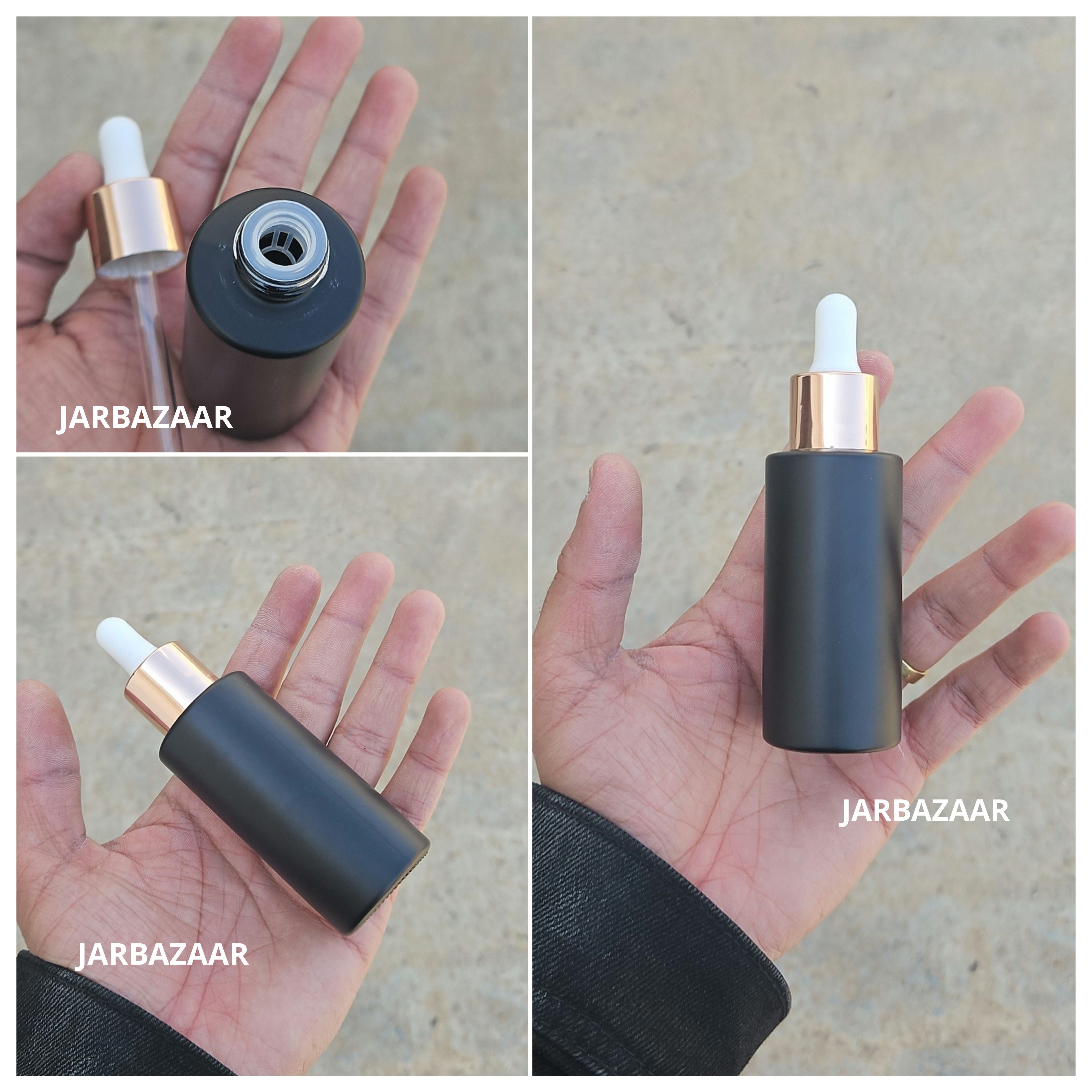 50 ML Matt Black - Flat Shoulder Dropper Bottle