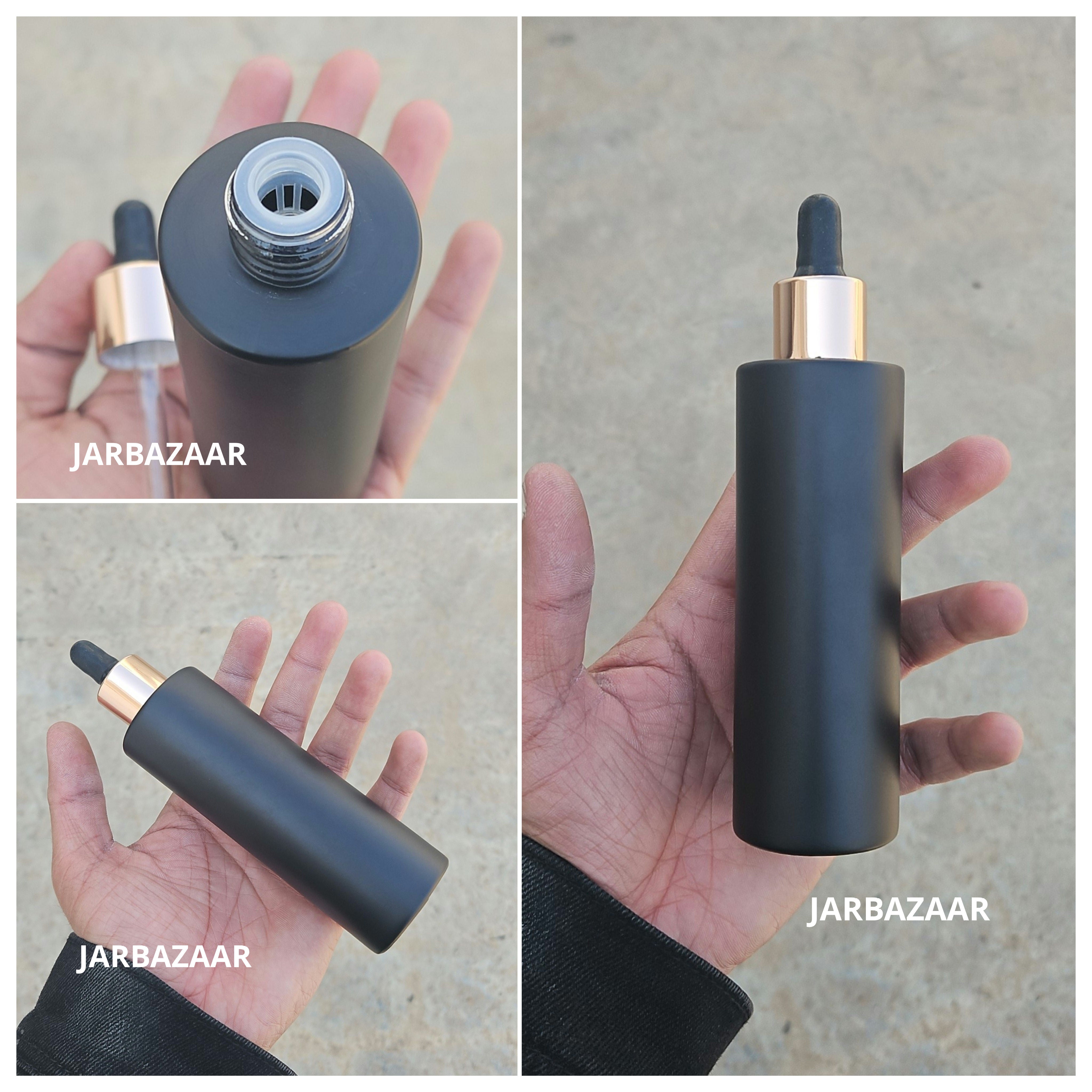 100 ML Matt Black - Flat Shoulder Dropper Bottle