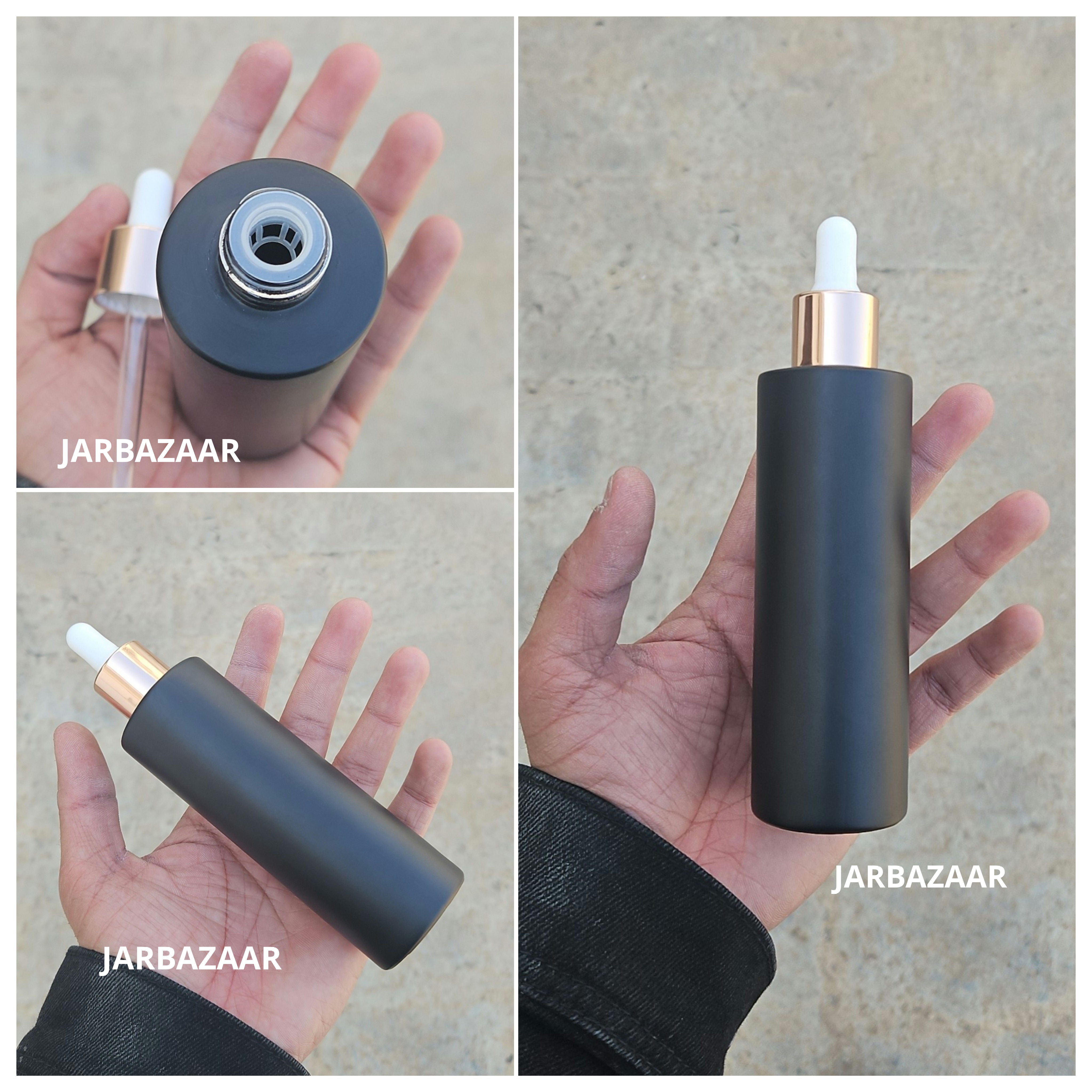 100 ML Matt Black - Flat Shoulder Dropper Bottle