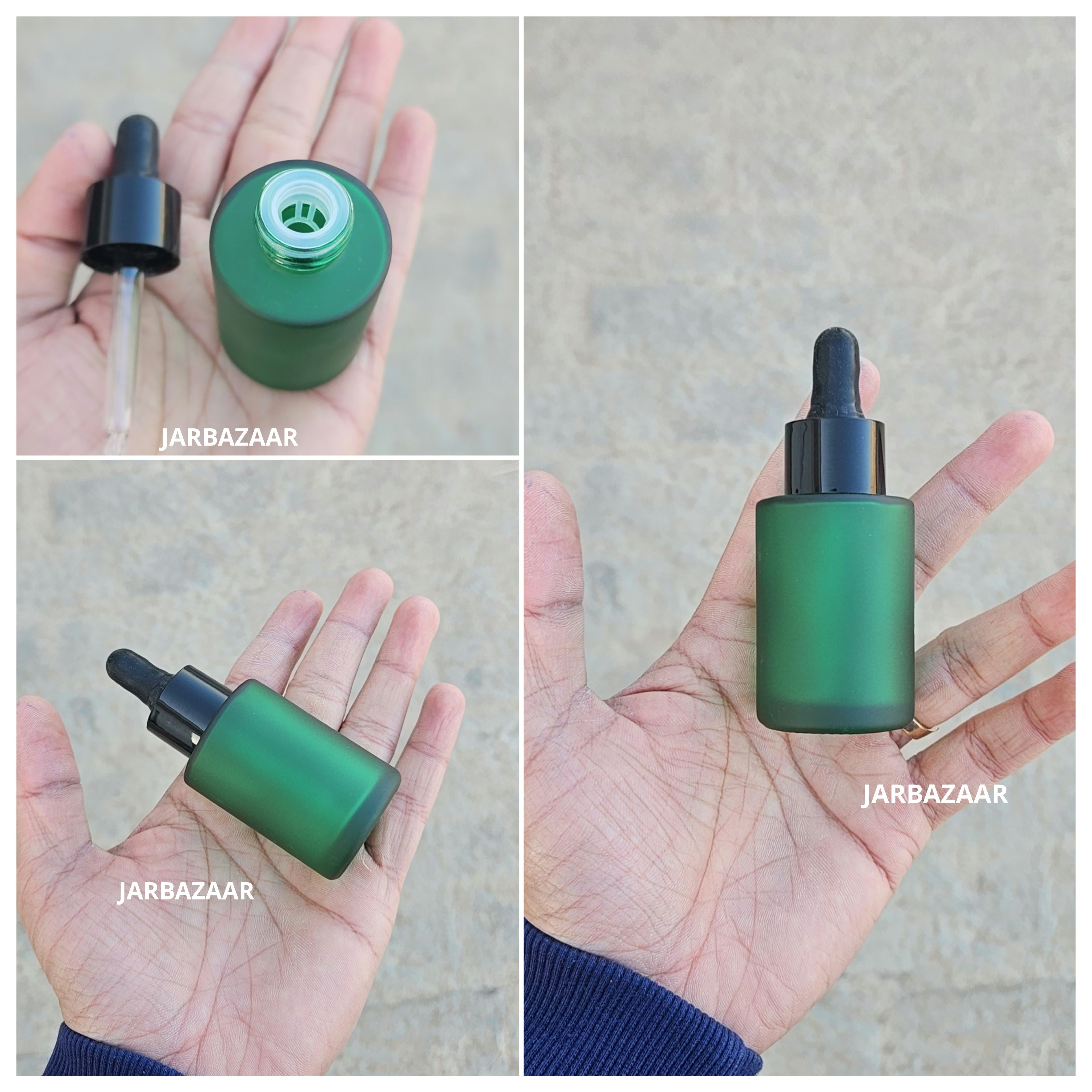 30 ML Green Frosted - Flat Shoulder Dropper Bottle