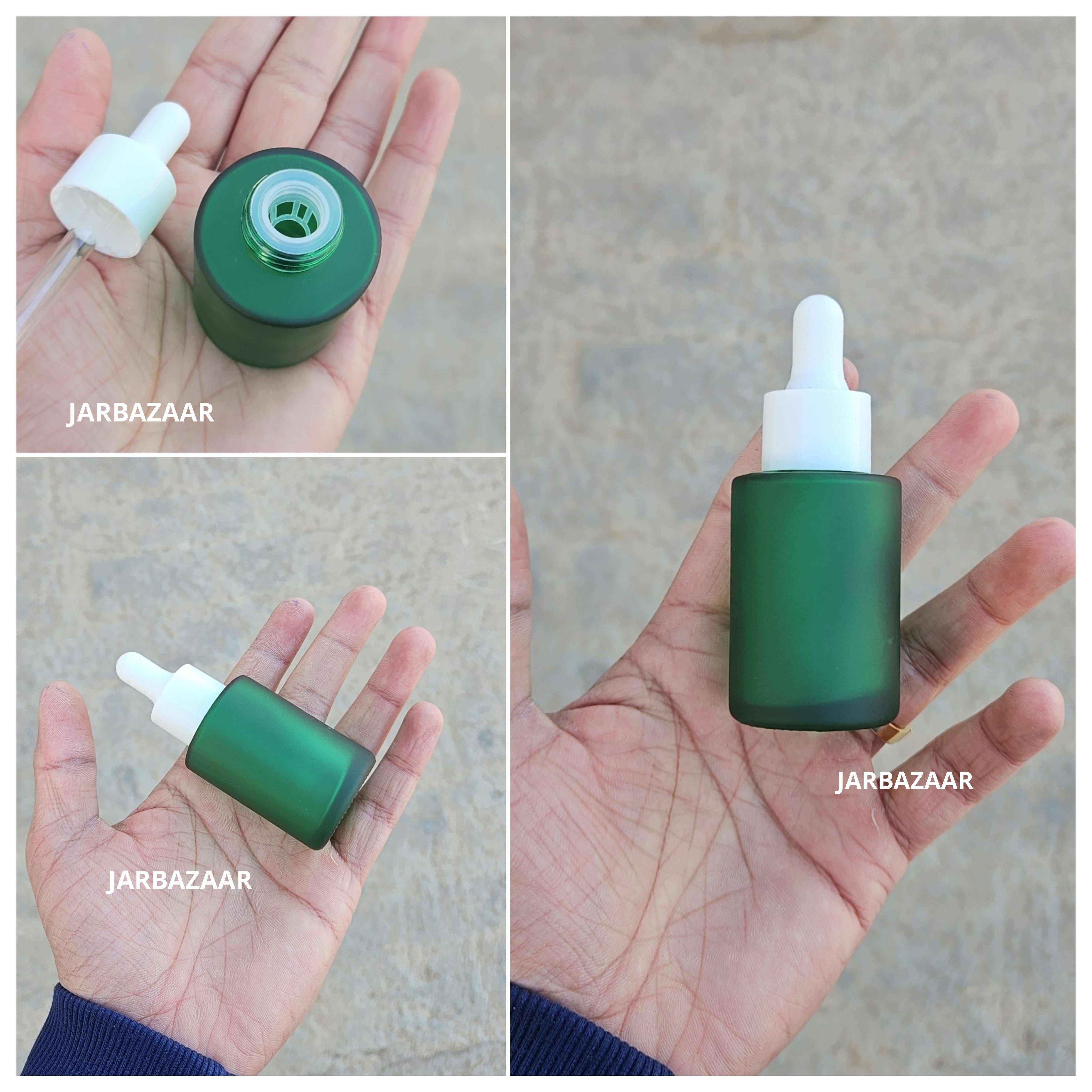 30 ML Green Frosted - Flat Shoulder Dropper Bottle