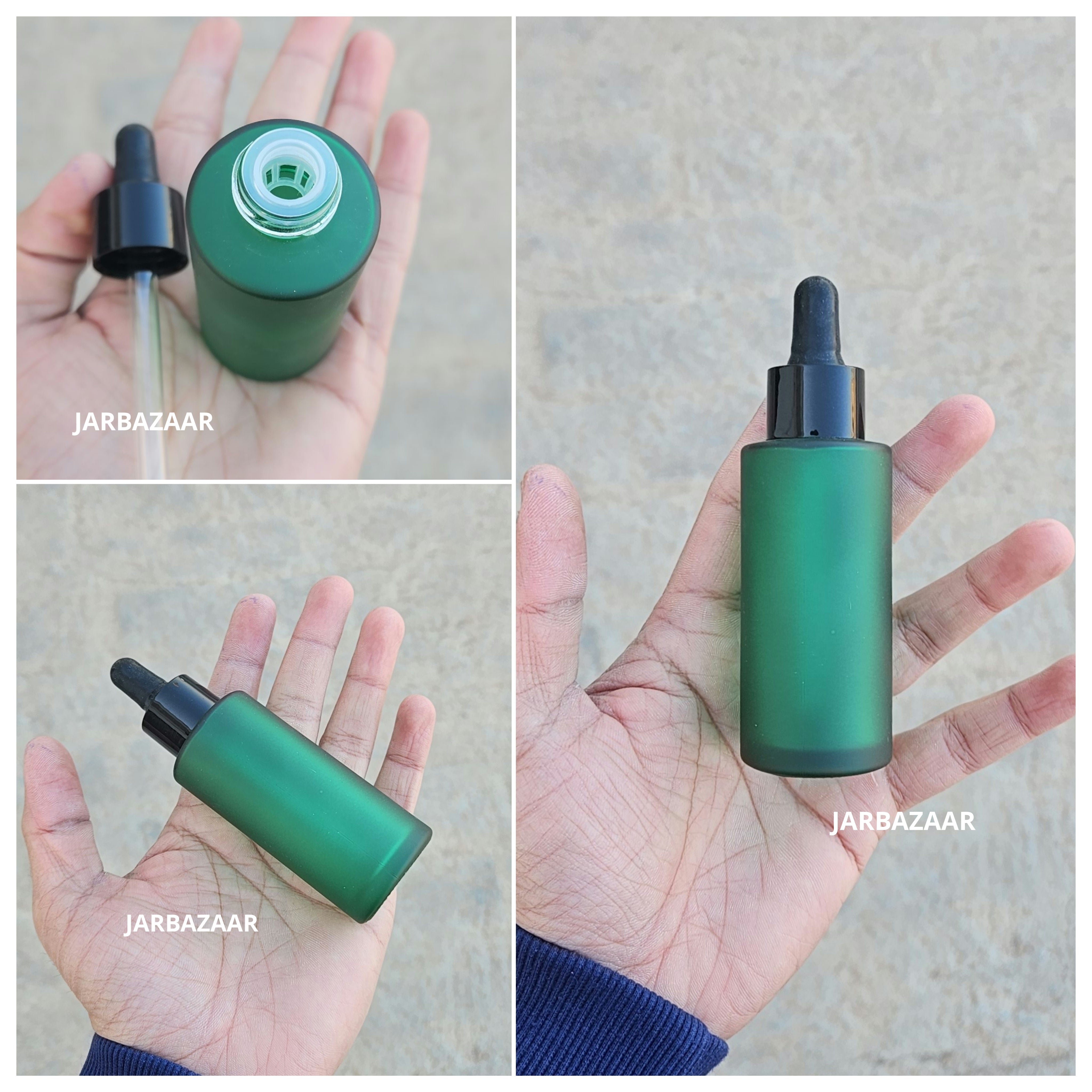 50 ML Green Frosted - Flat Shoulder Dropper Bottle