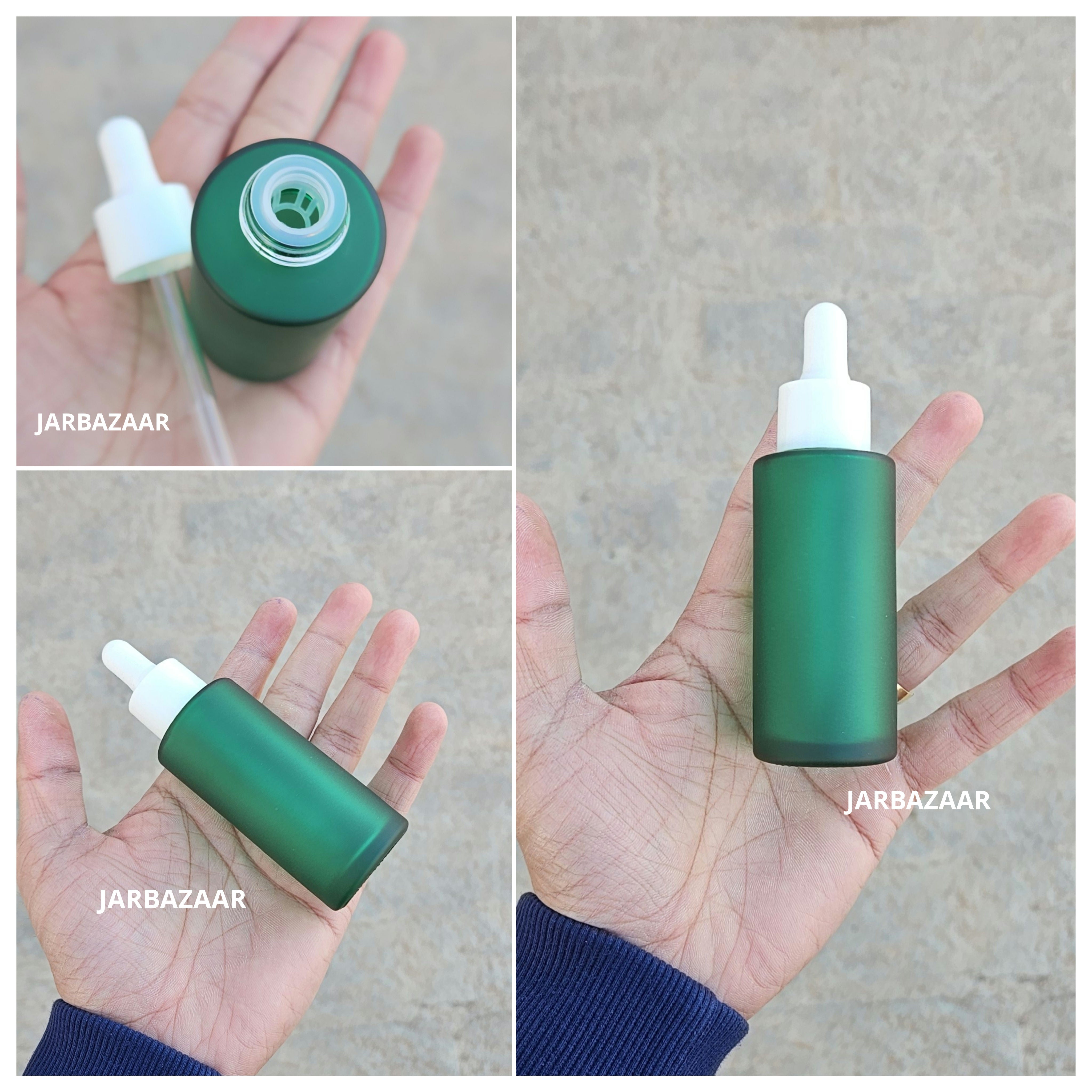 50 ML Green Frosted - Flat Shoulder Dropper Bottle