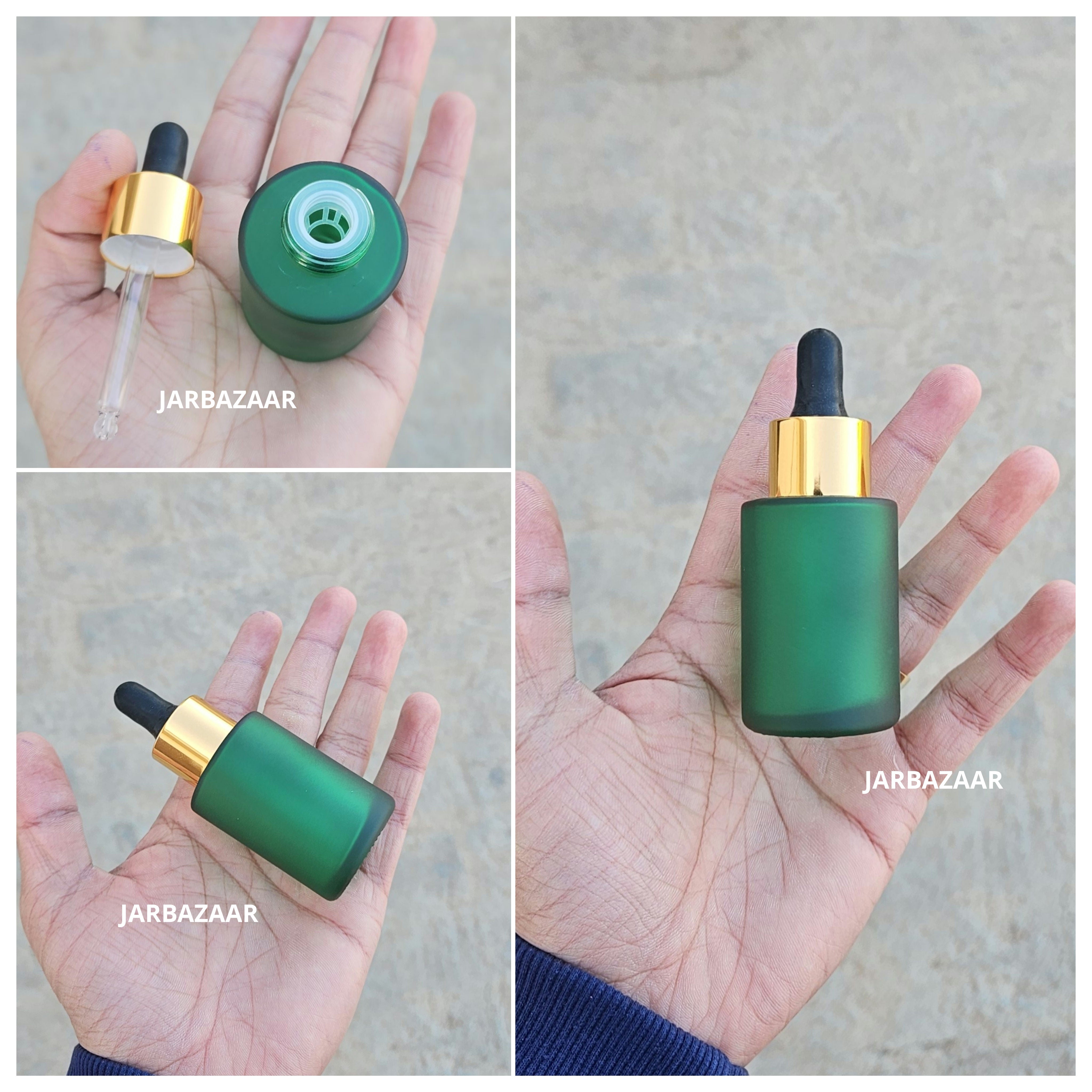 30 ML Green Frosted - Flat Shoulder Dropper Bottle