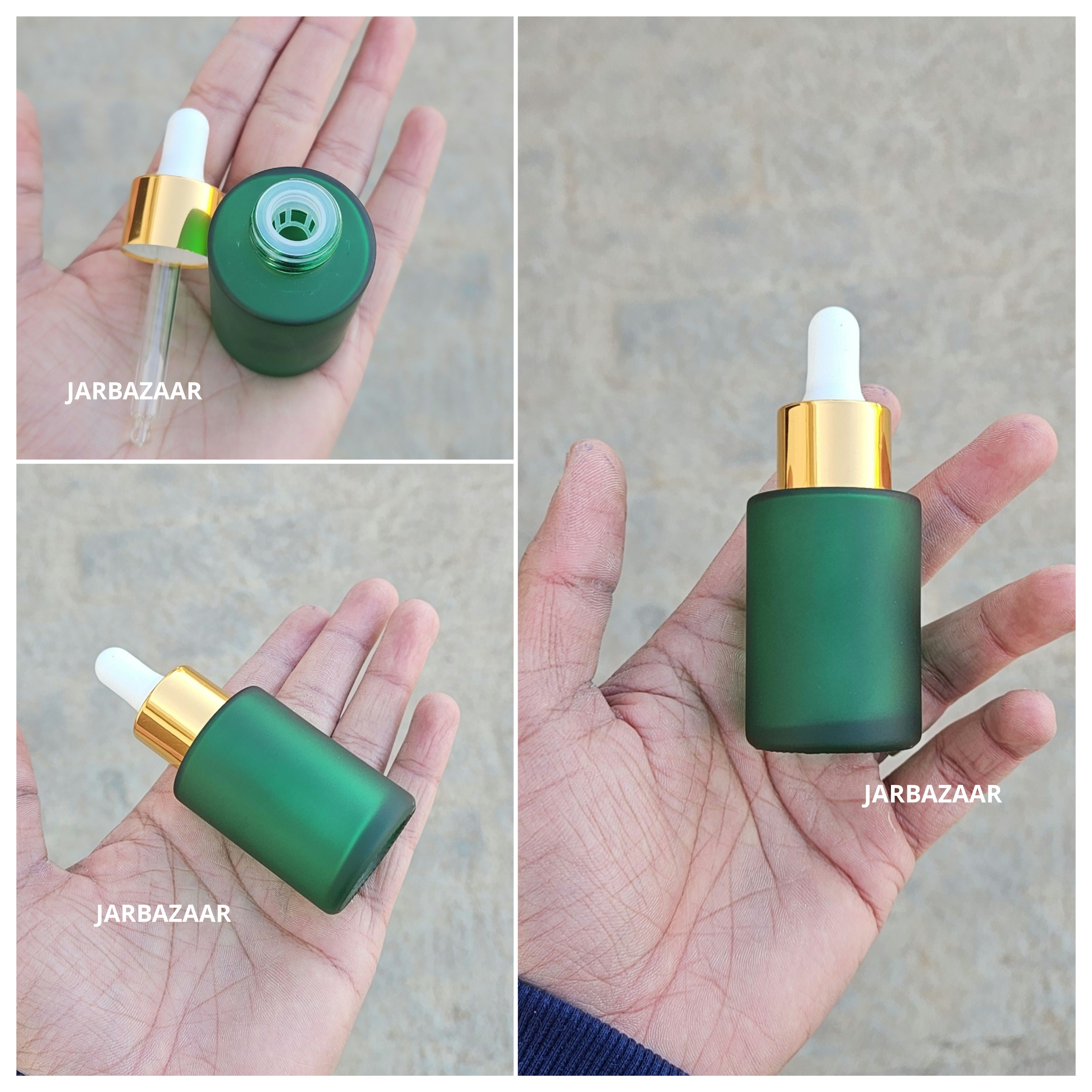 30 ML Green Frosted - Flat Shoulder Dropper Bottle