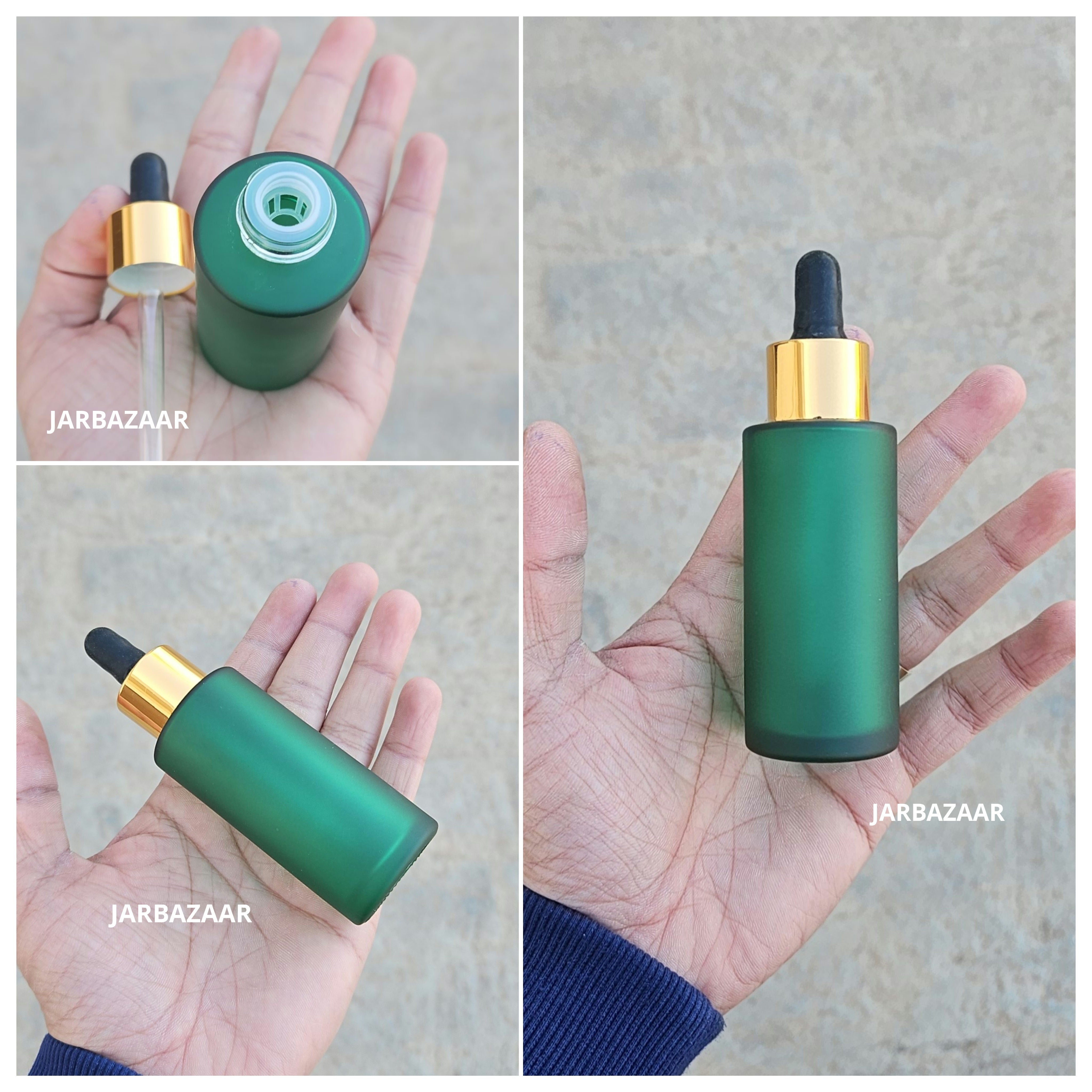 50 ML Green Frosted - Flat Shoulder Dropper Bottle
