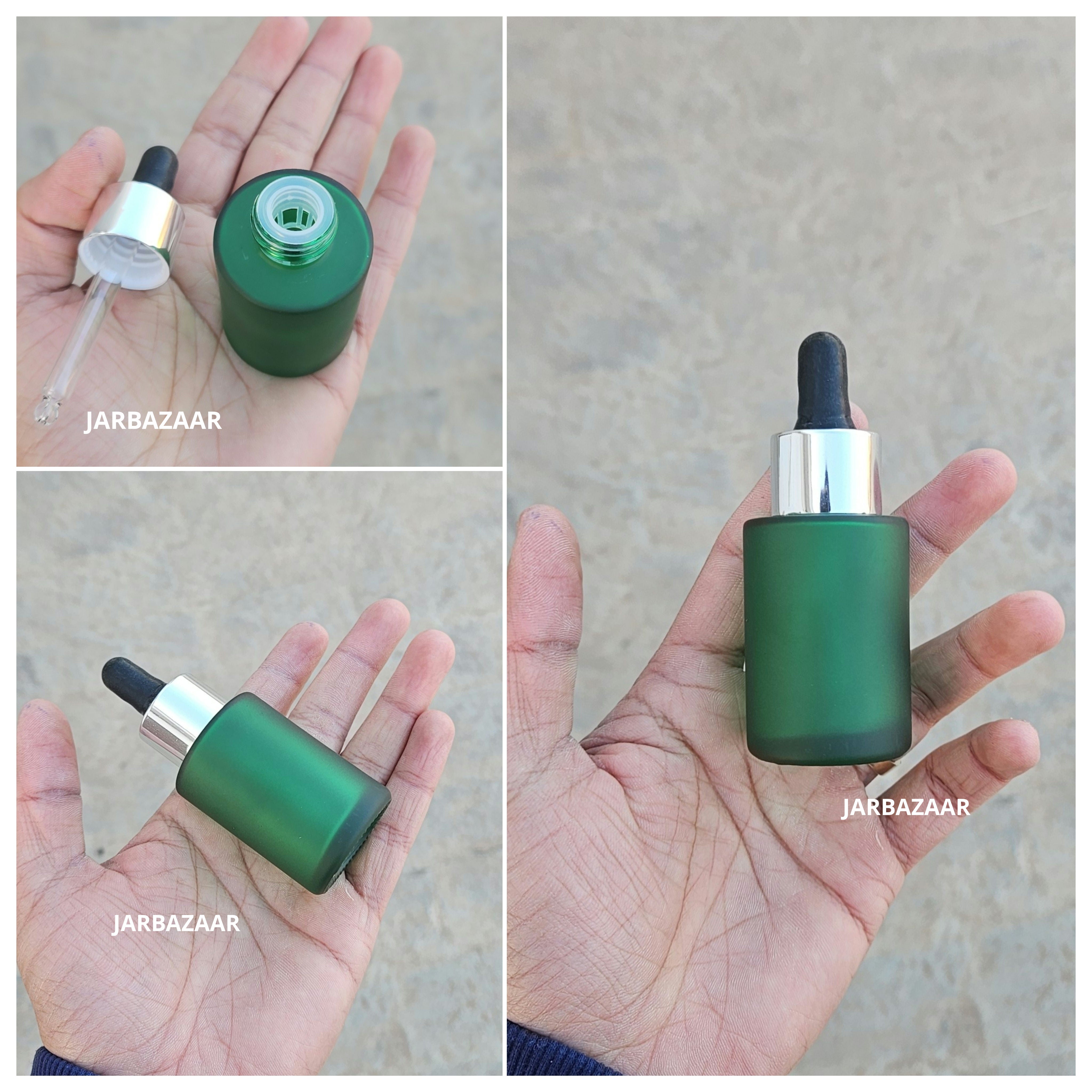 30 ML Green Frosted - Flat Shoulder Dropper Bottle